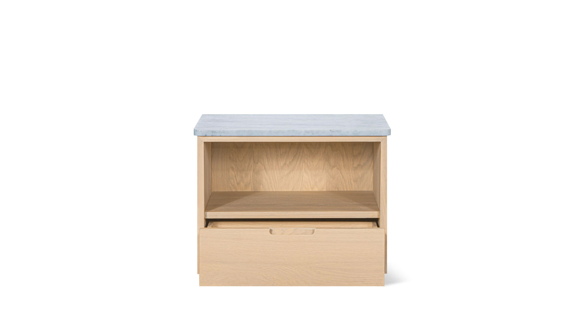 Harbour Nightstand, Pale Oak/Carrara Marble