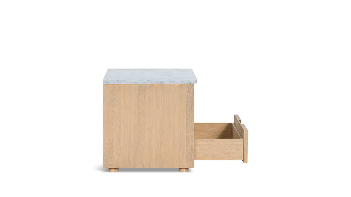 Harbour Nightstand, Pale Oak/Carrara Marble