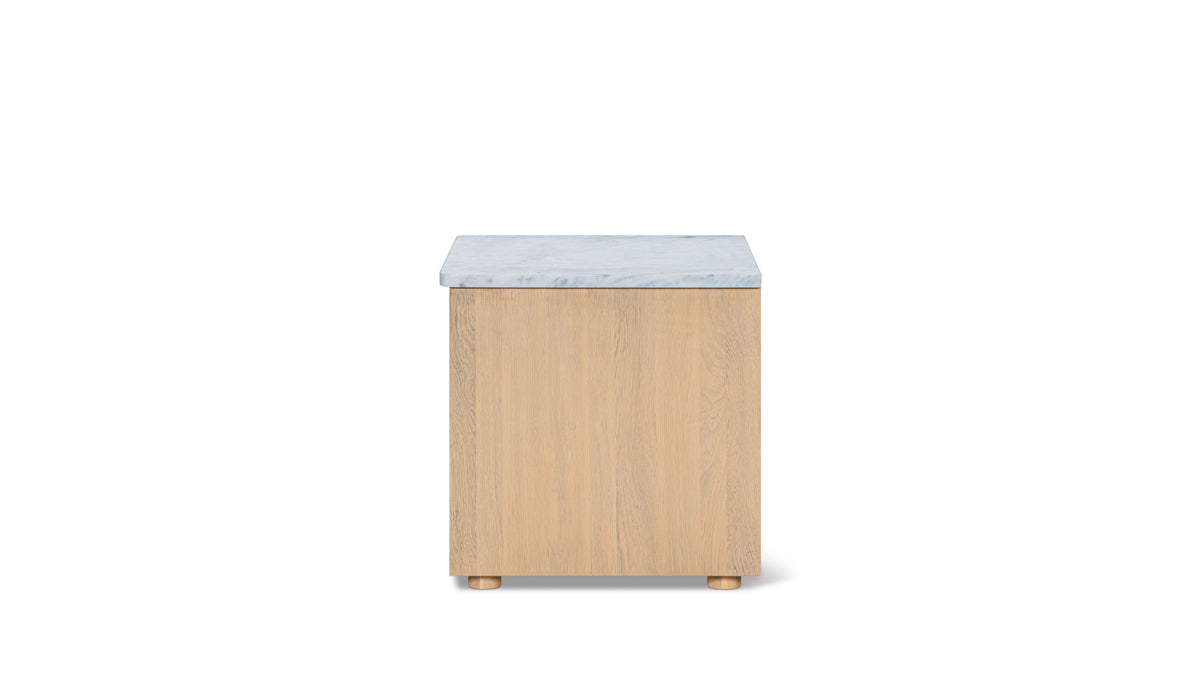 Harbour Nightstand, Pale Oak/Carrara Marble