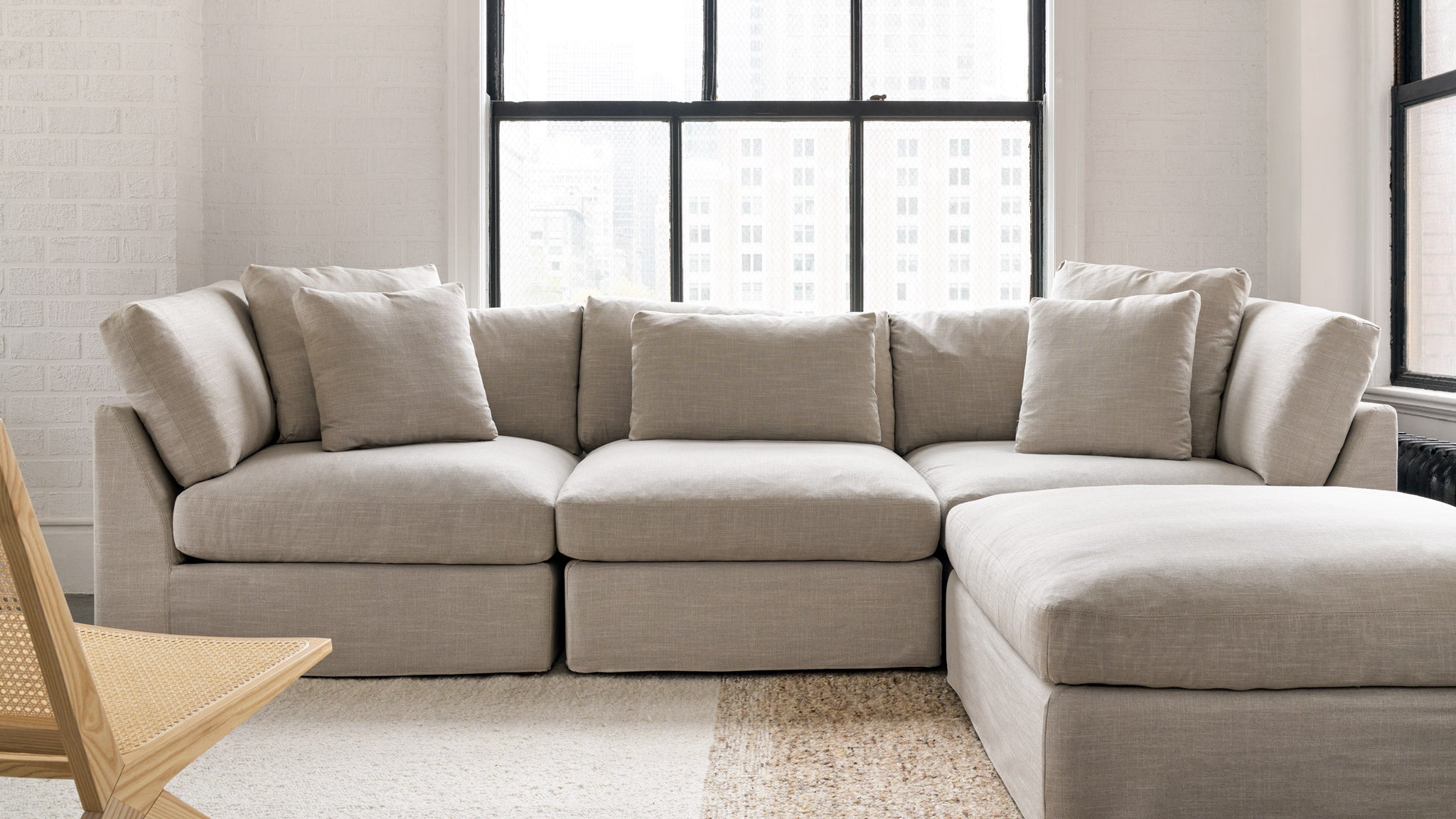 Get Together™ Ottoman, Large, Light Pebble