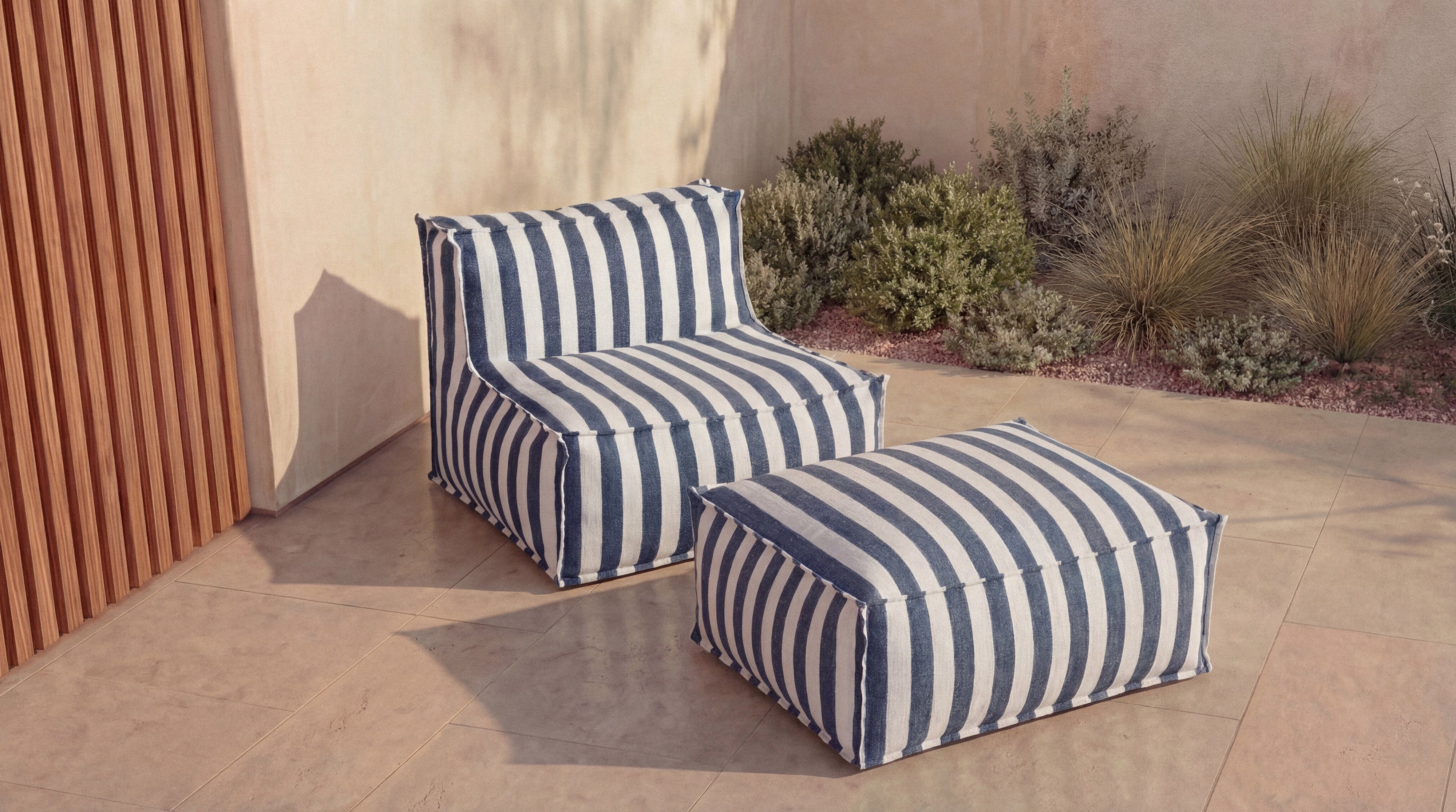 Make Waves Outdoor Armless Chair, Ocean Stripe