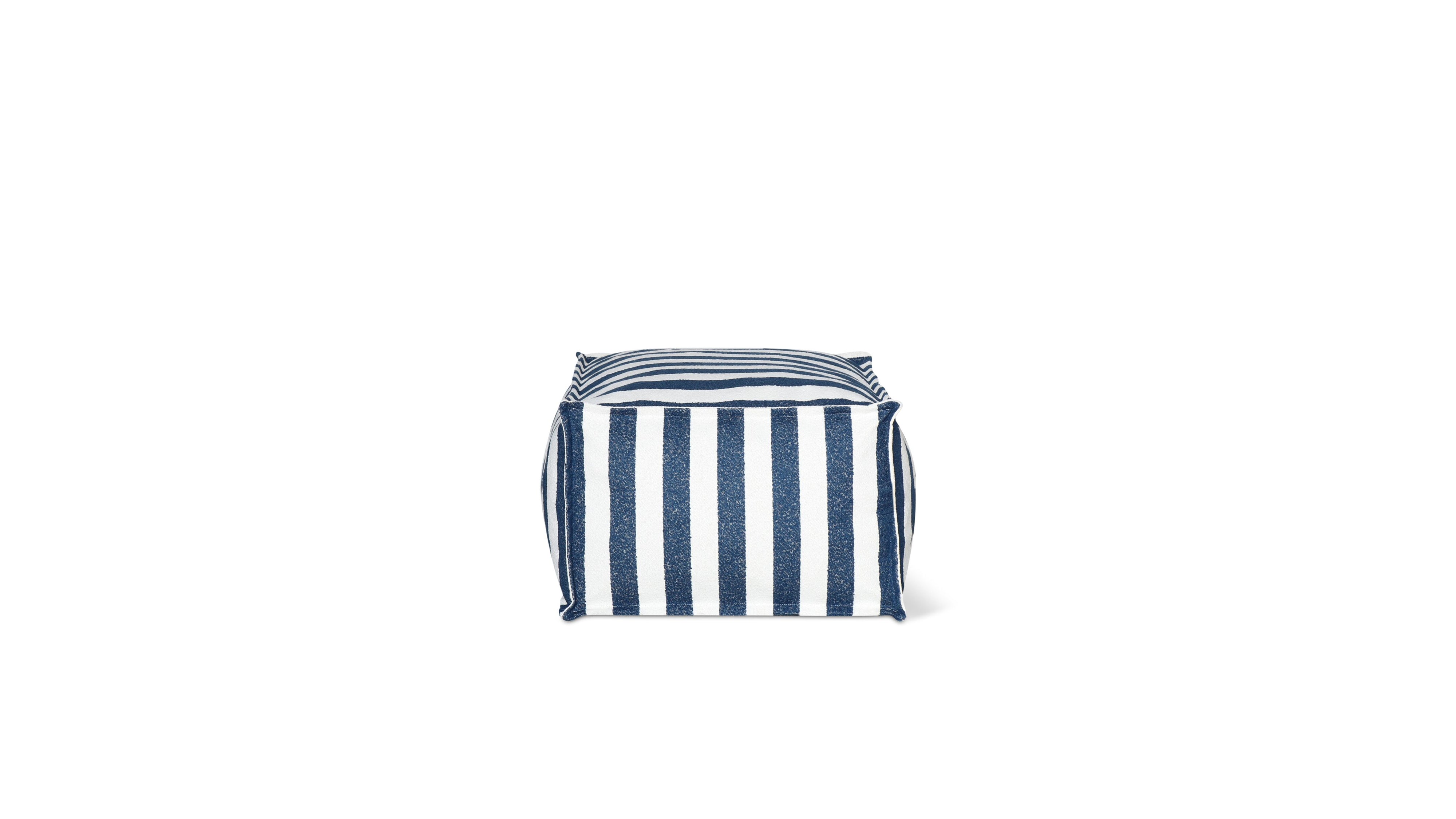 Make Waves Outdoor Ottoman, Ocean Stripe
