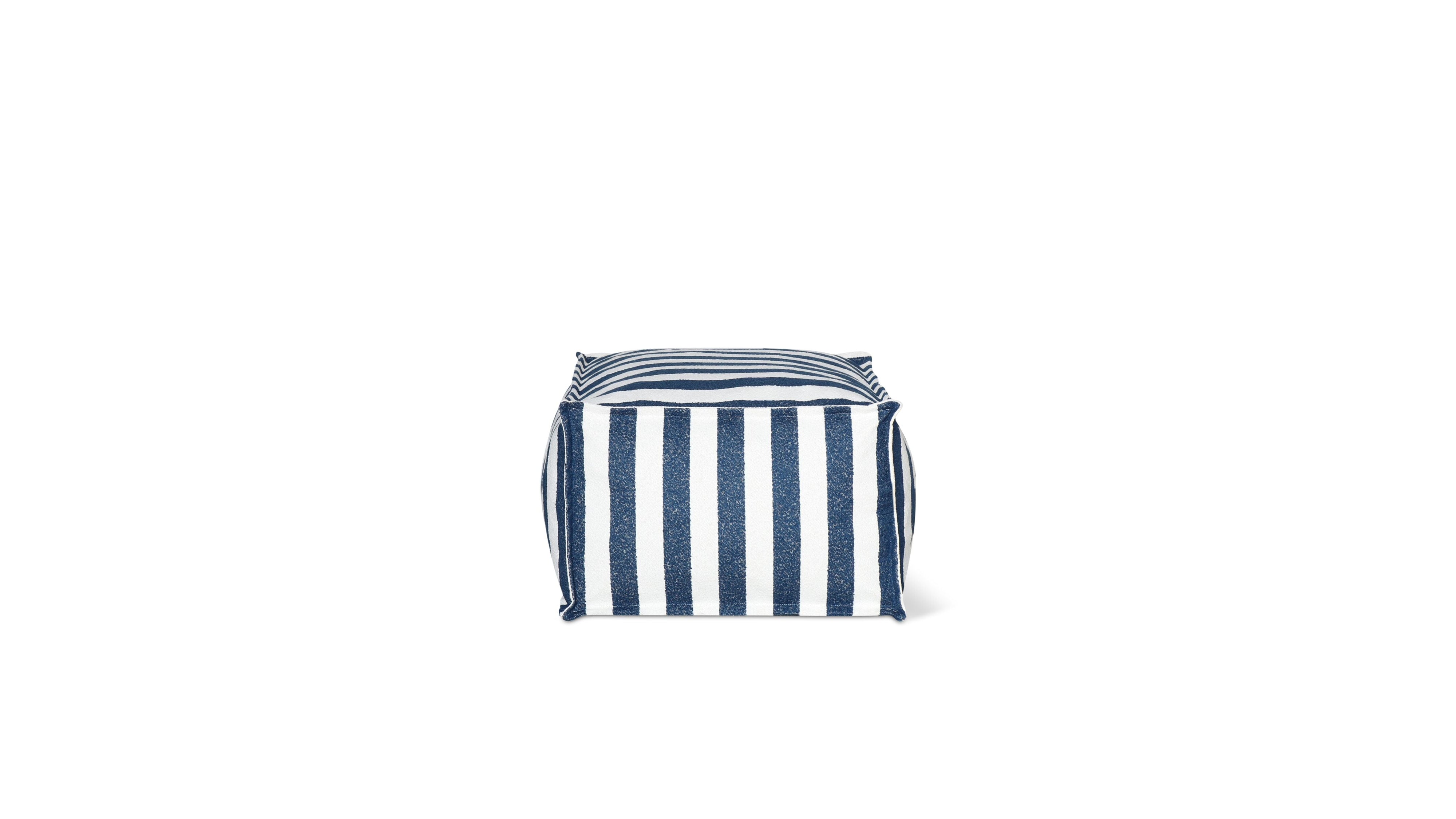 Make Waves Outdoor Ottoman, Ocean Stripe