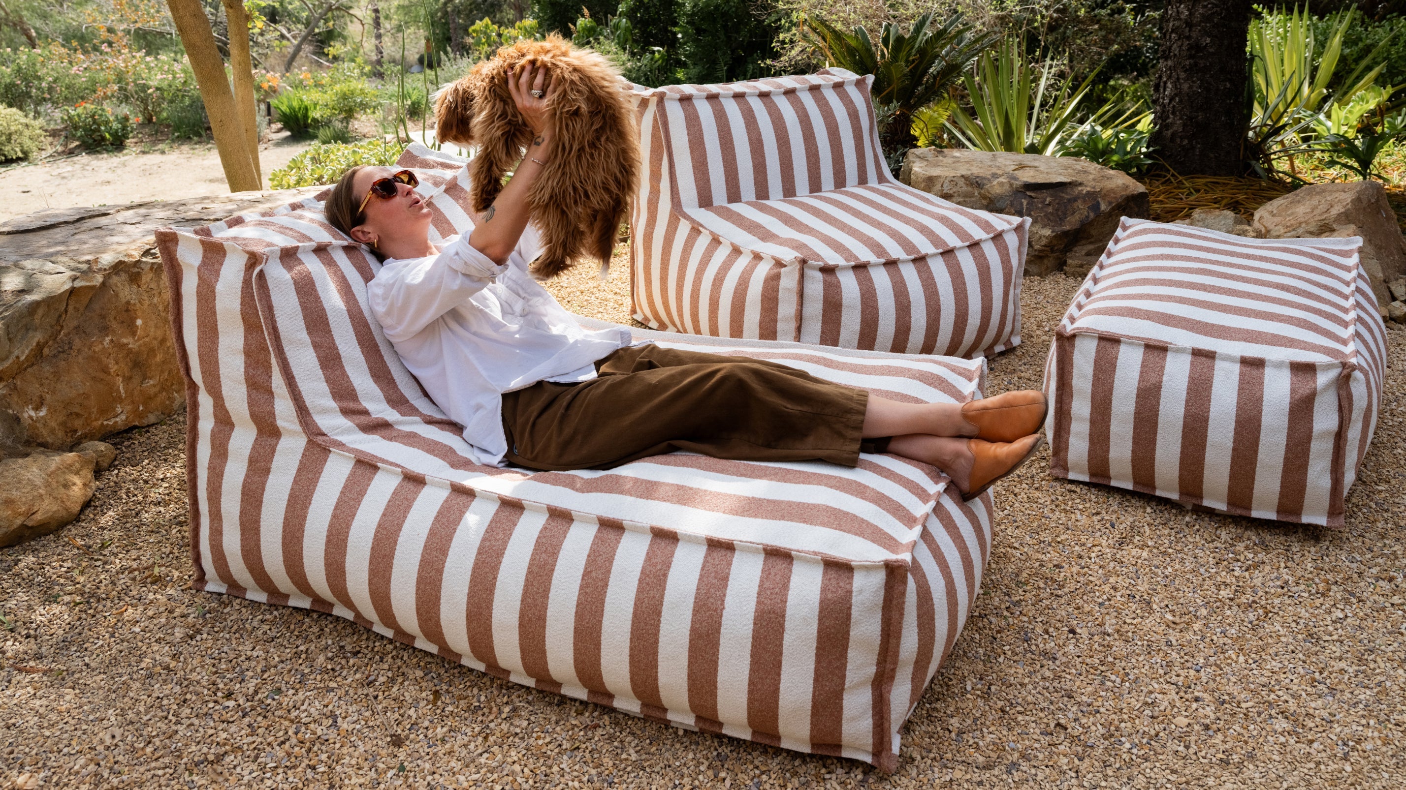 Make Waves Outdoor Chaise, Tuscan Stripe