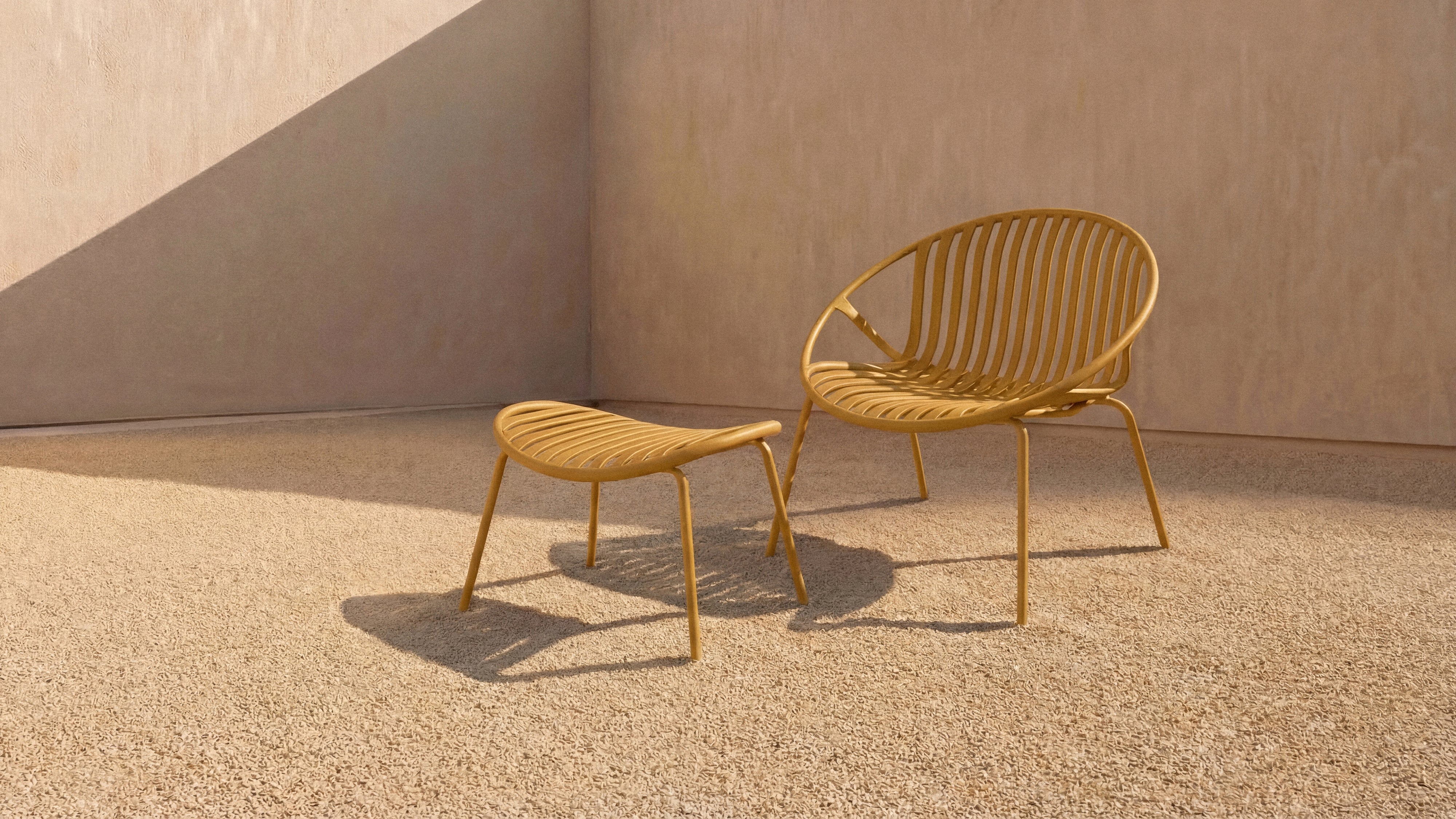 Golden Hour Outdoor Ottoman (Set of Two), Lemon