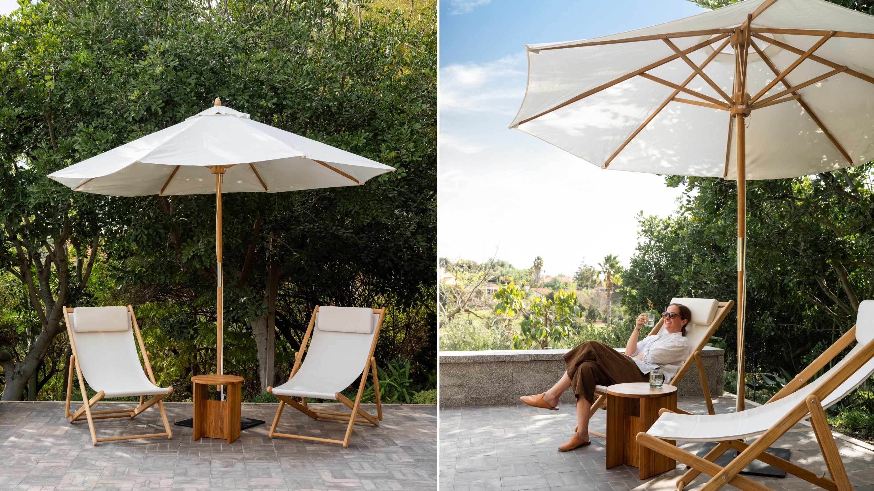 Capri Outdoor Umbrella With Base, Canvas - Sundays CompanyOUT-YB-005-034