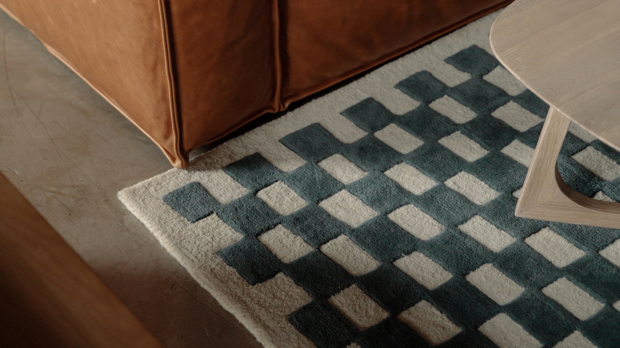 Checkers Rug x Scott Sueme, 5x7, Teal