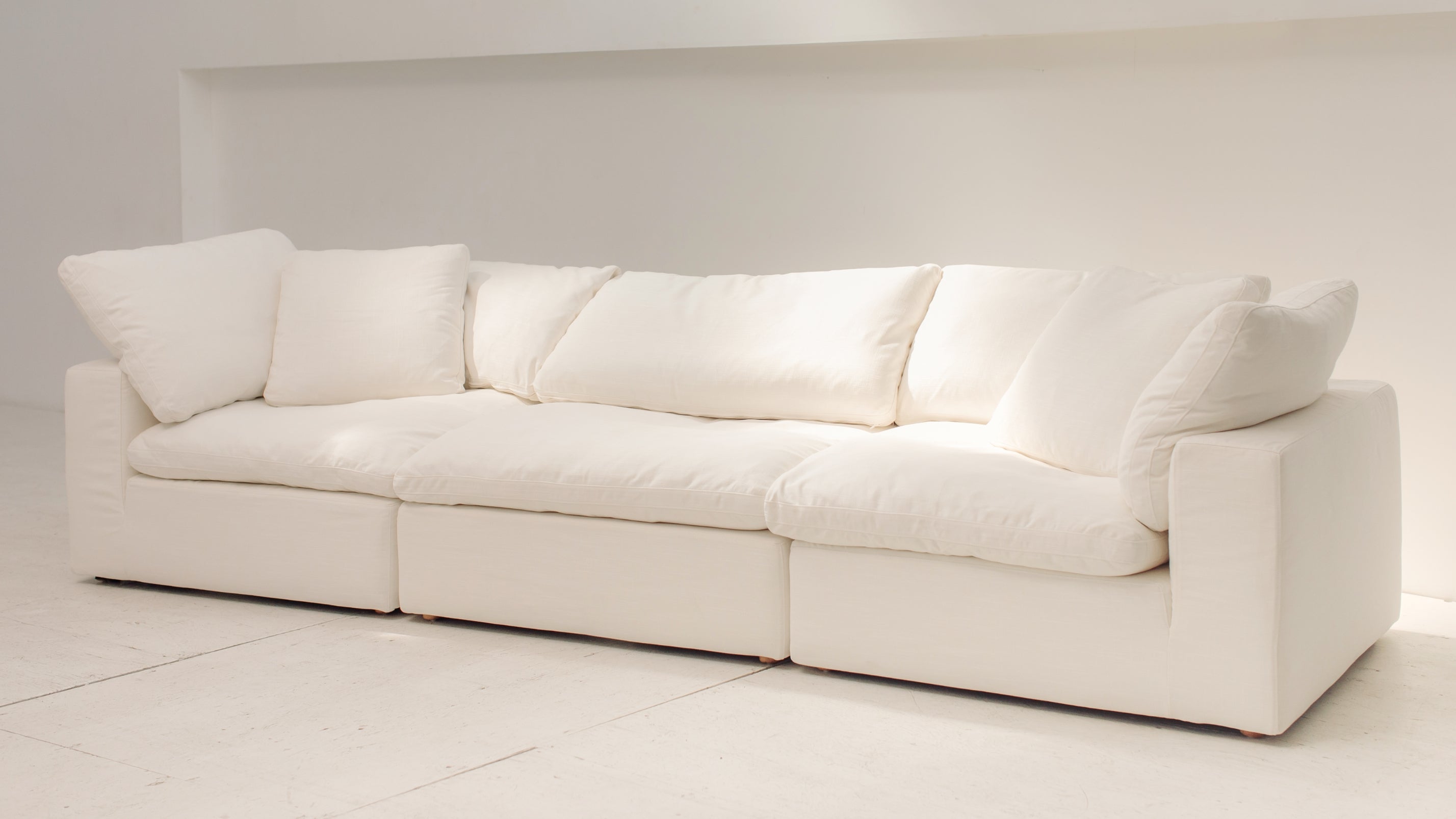Movie Night™ 3-Piece Modular Sofa, Large, Cream Linen - Image 4