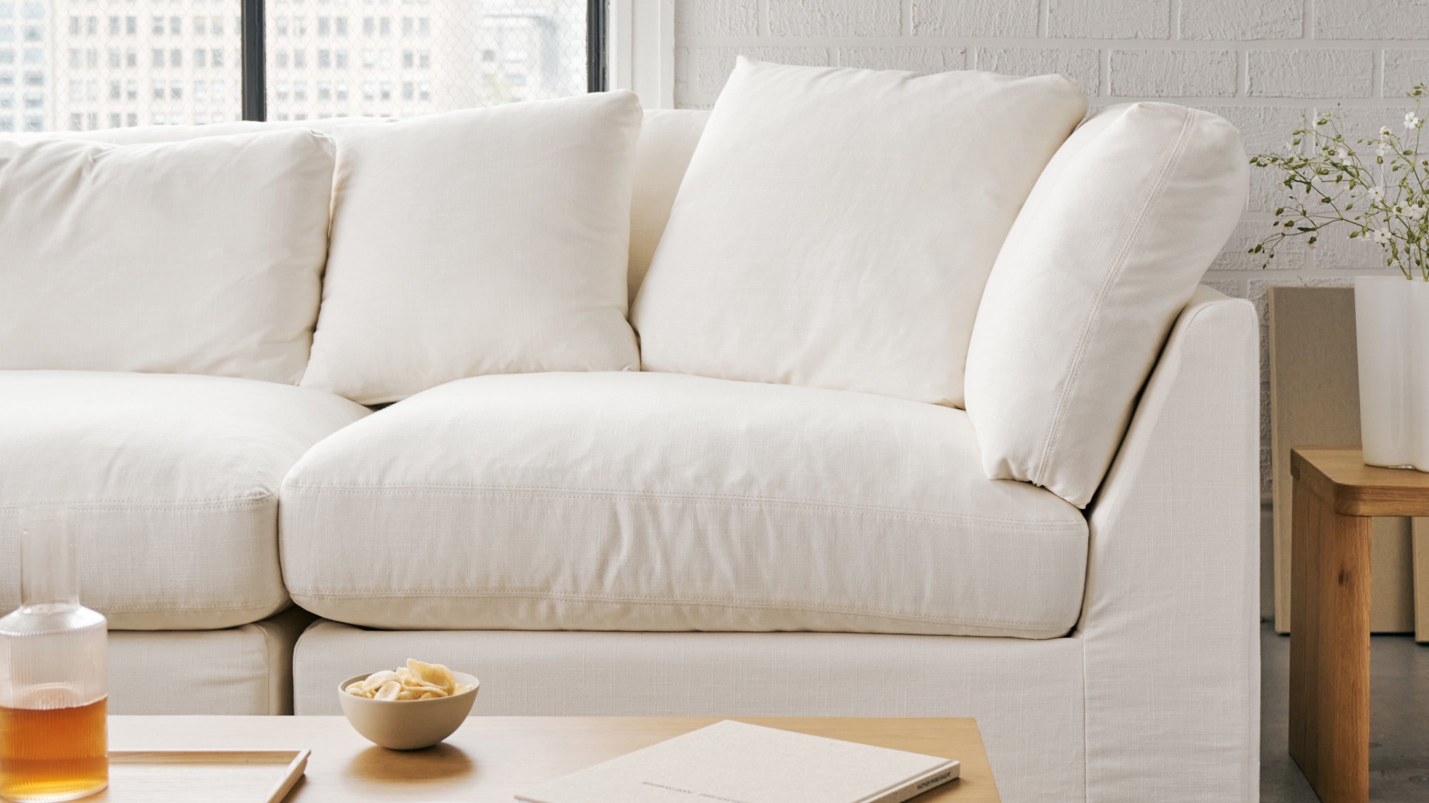 Get Together™ 2-Piece Modular Sofa, Large, Cream Linen