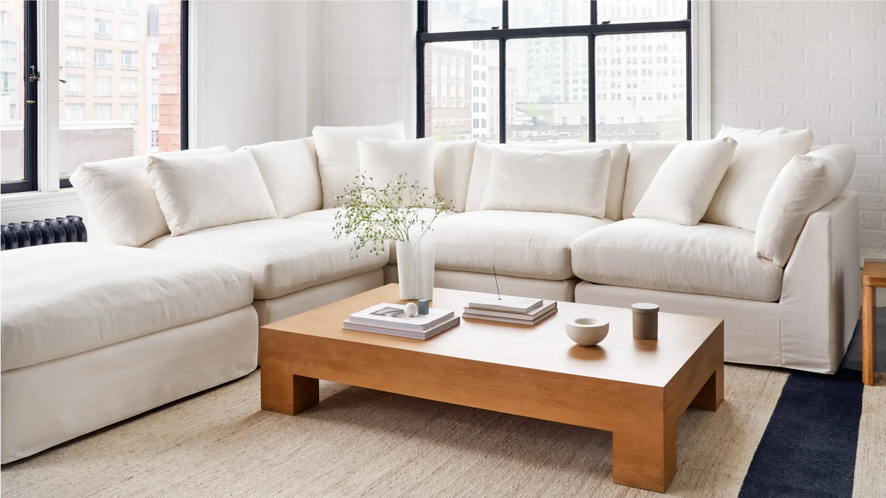 Get Together™ 5-Piece Modular Sectional Closed, Standard, Cream Linen