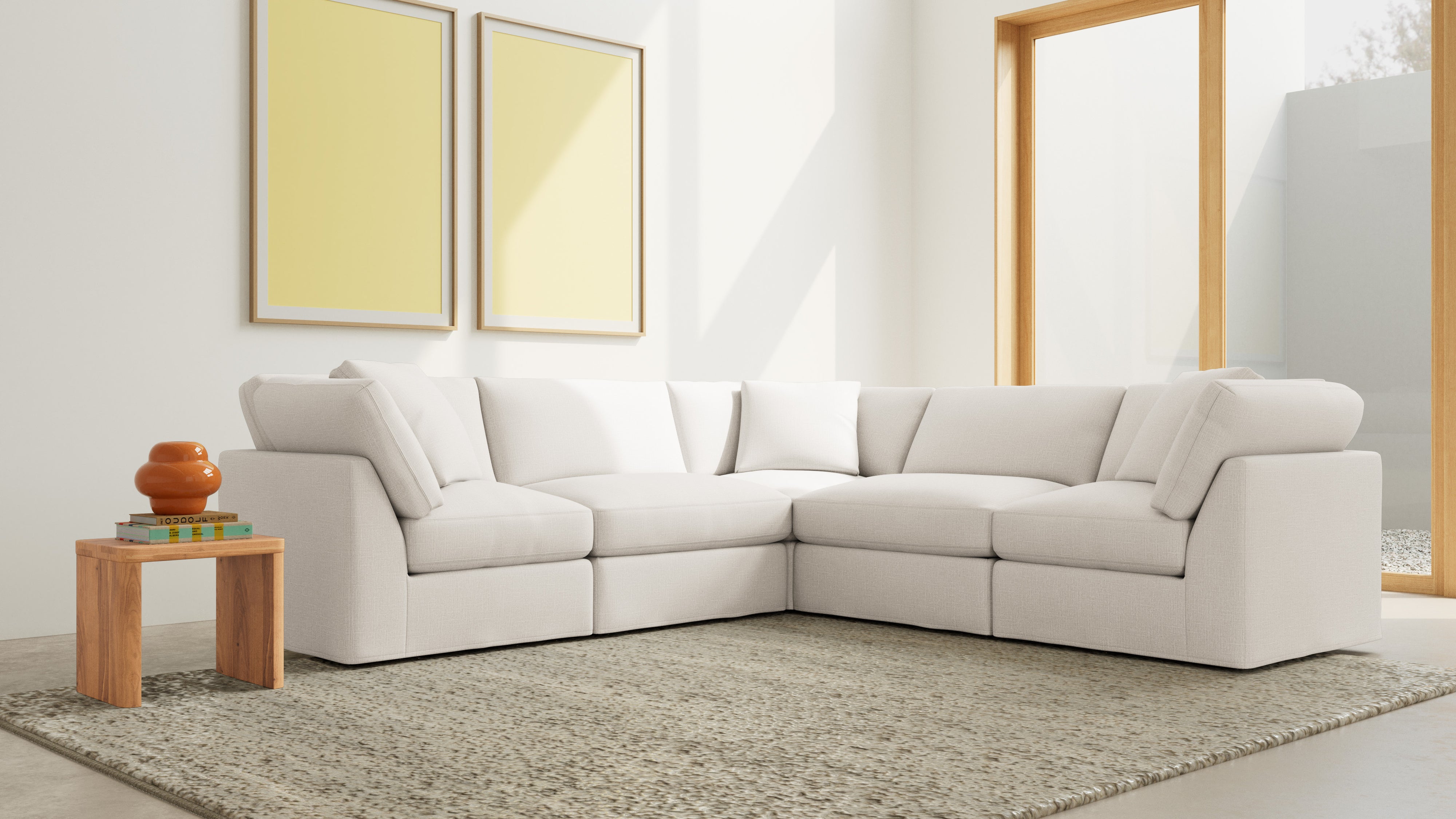 Get Together™ 5-Piece Modular Sectional Closed, Standard, Cream Linen