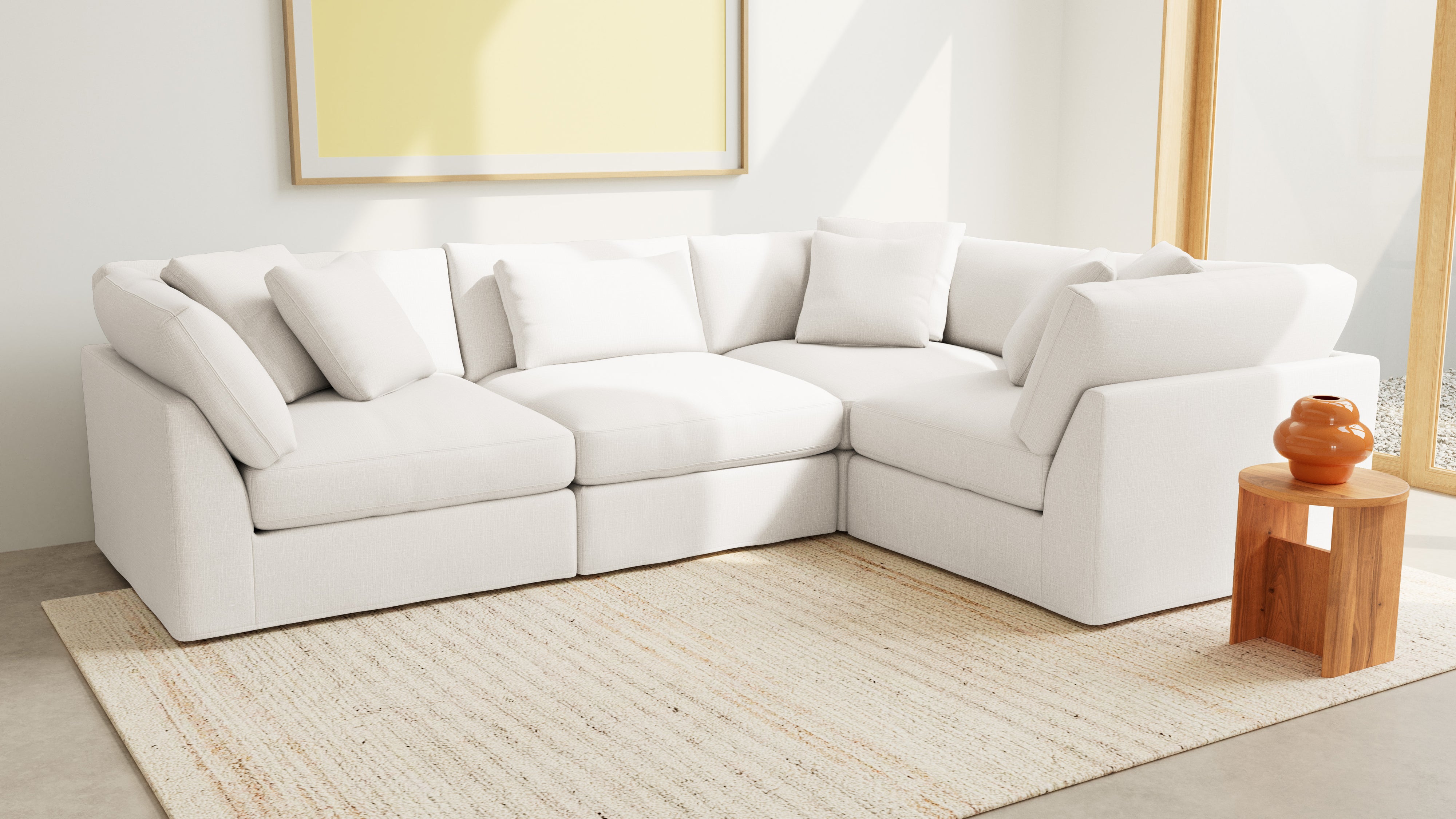 Get Together™ 4-Piece Modular Sectional Closed, Large, Cream Linen