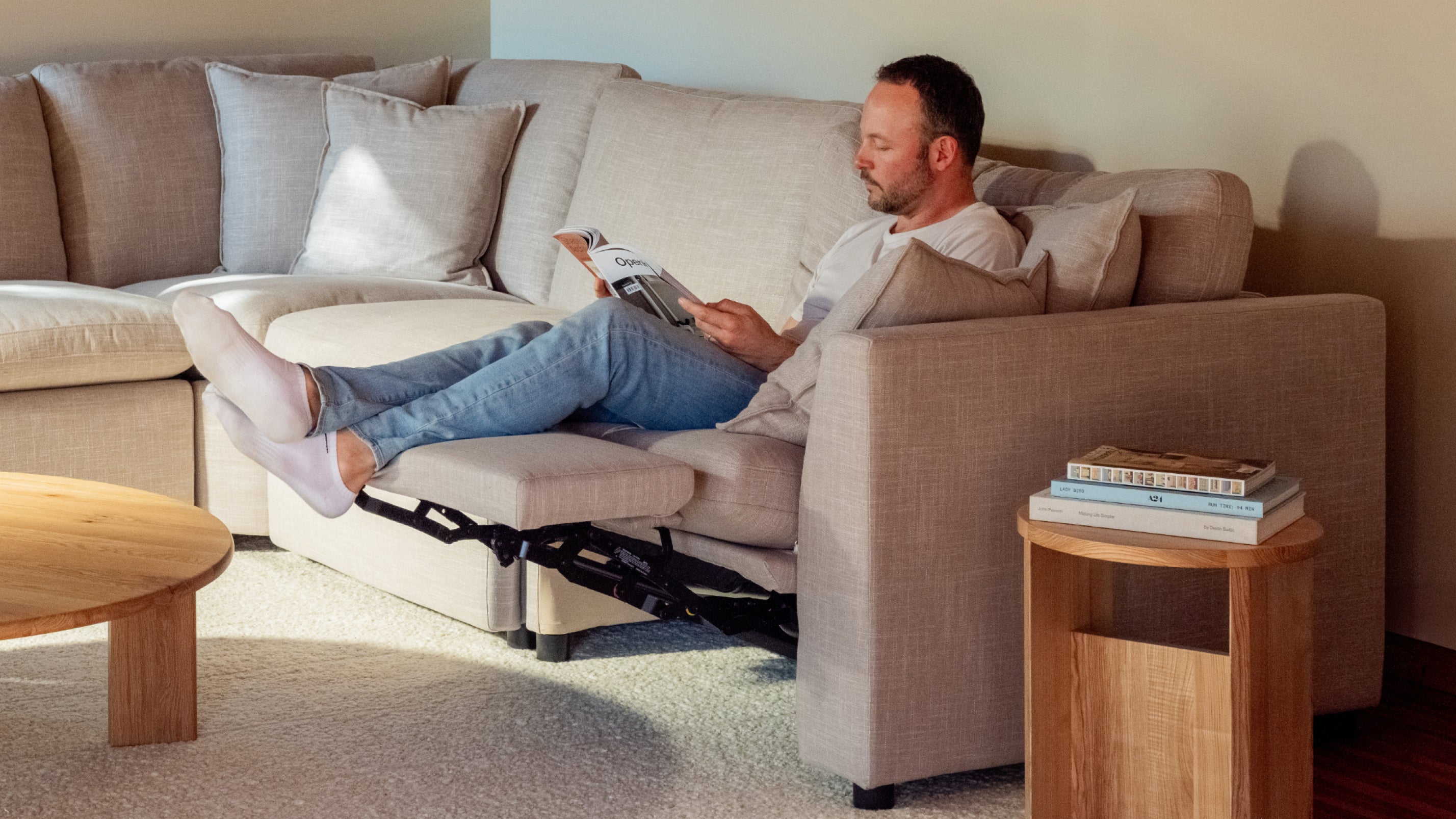 Lift Off Power Recliner 2-Piece Modular Sofa, Light Pebble