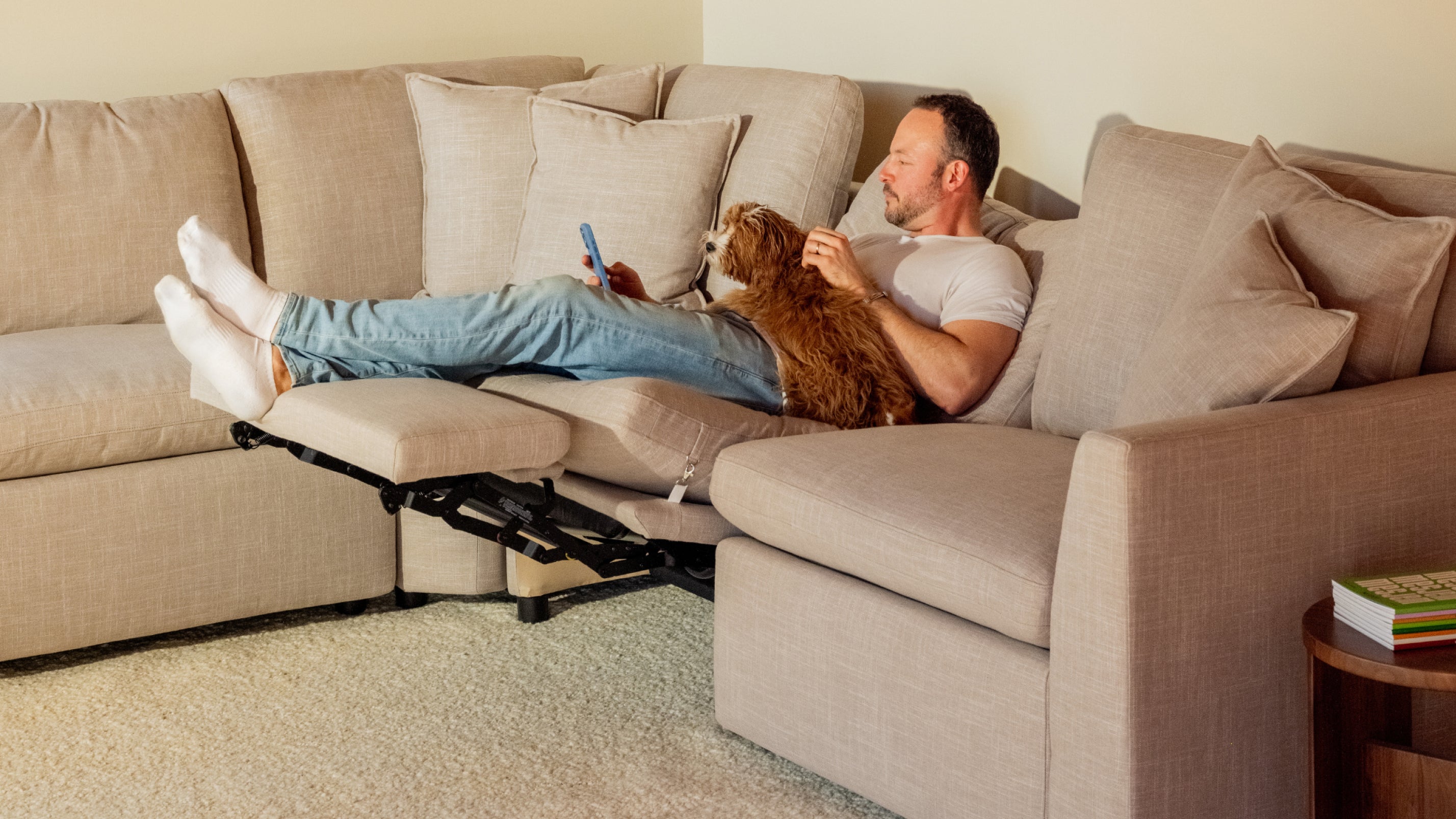 Lift Off Power Recliner 3-Piece Modular Sofa, Light Pebble