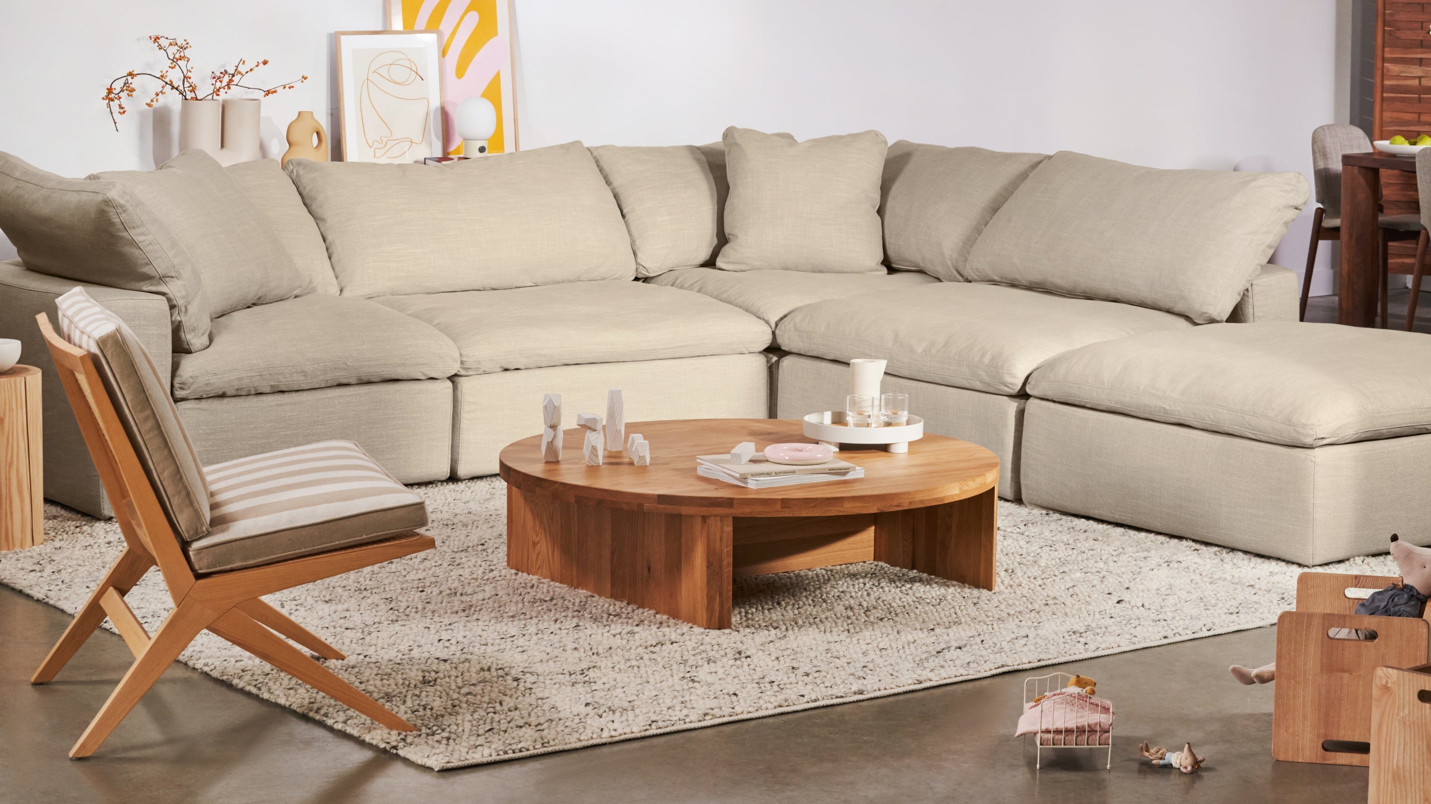 Movie Night™ 5-Piece Modular Sectional, Large, Light Pebble
