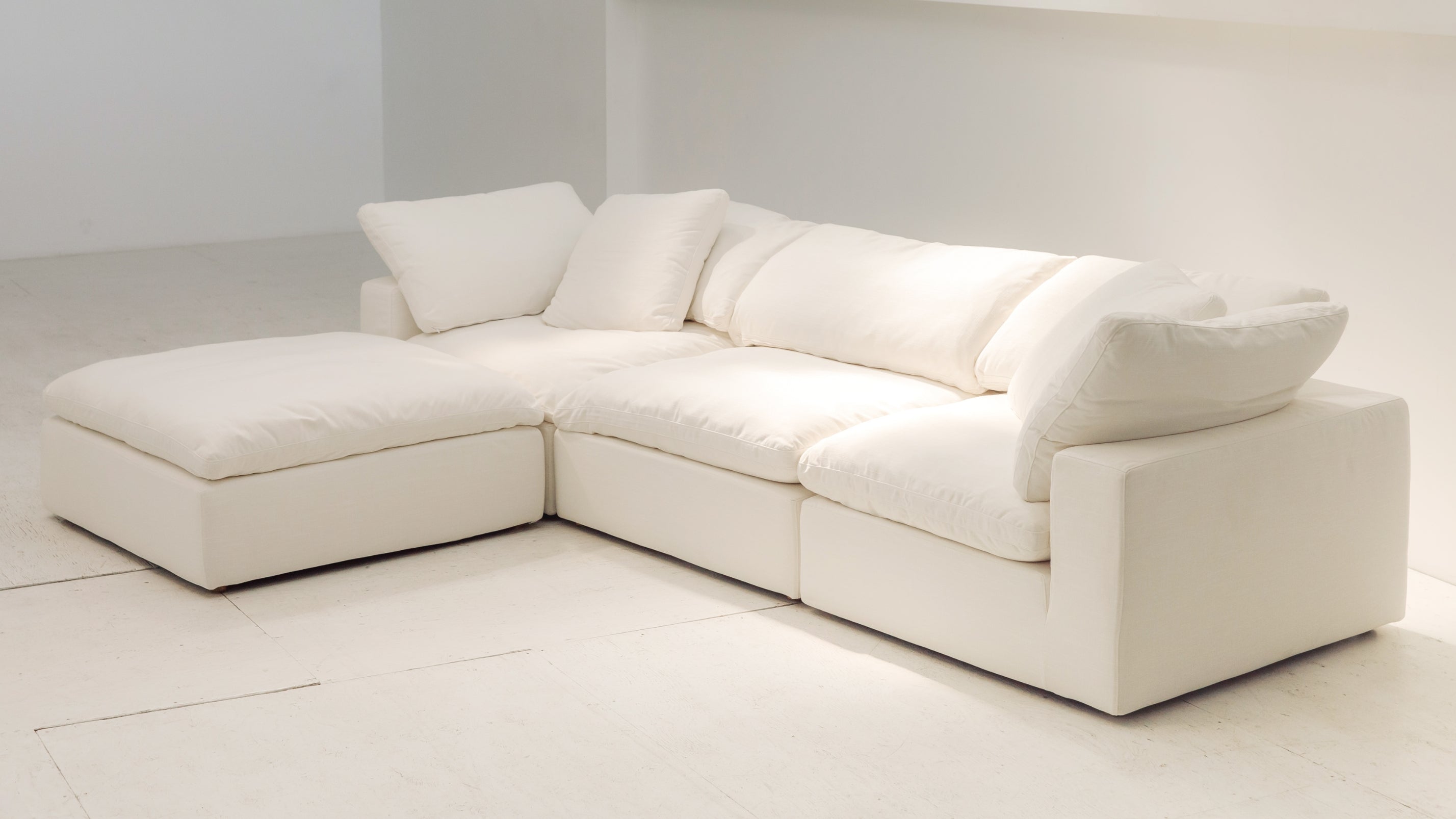 Movie Night™ 4-Piece Modular Sectional, Large, Cream Linen