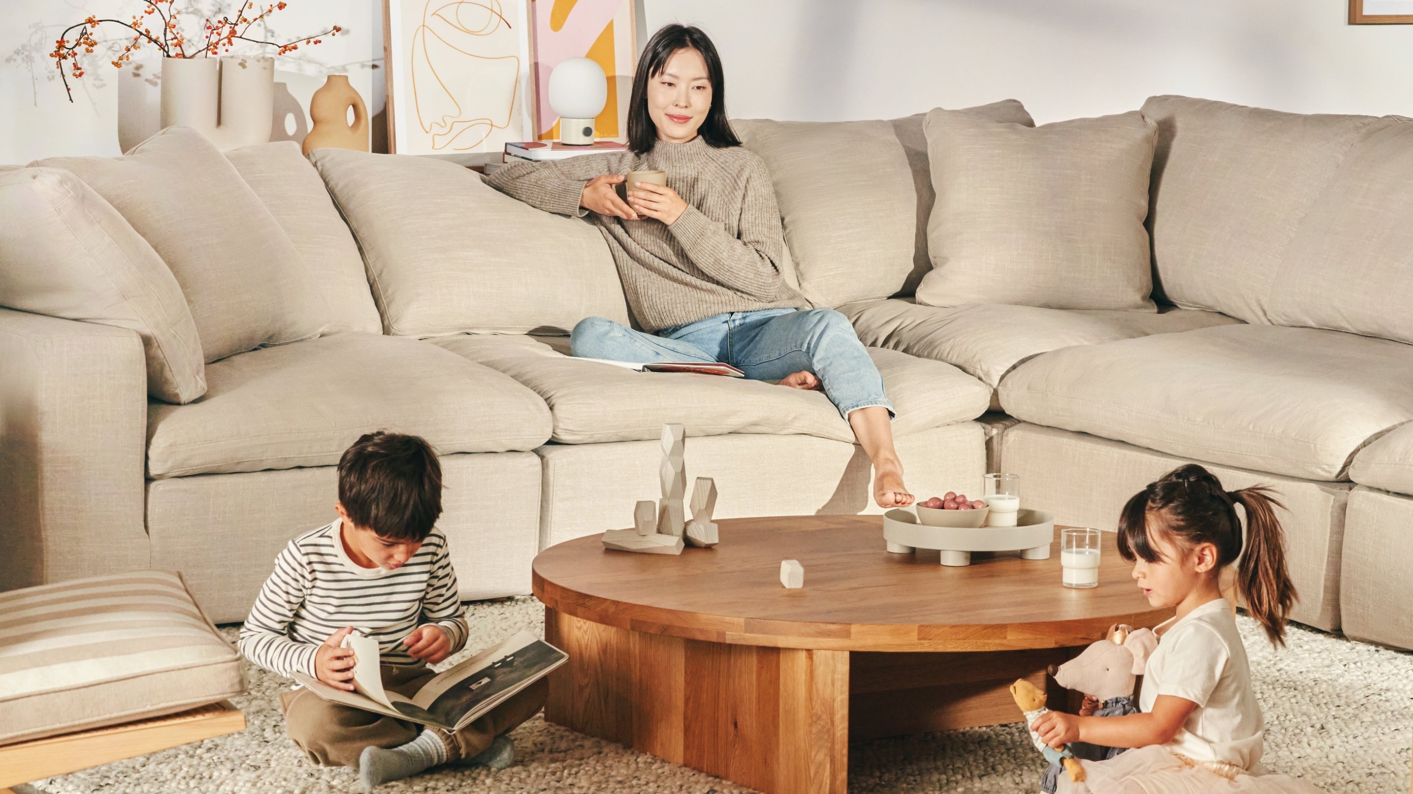 Movie Night™ 5-Piece Modular Sectional Closed, Standard, Light Pebble