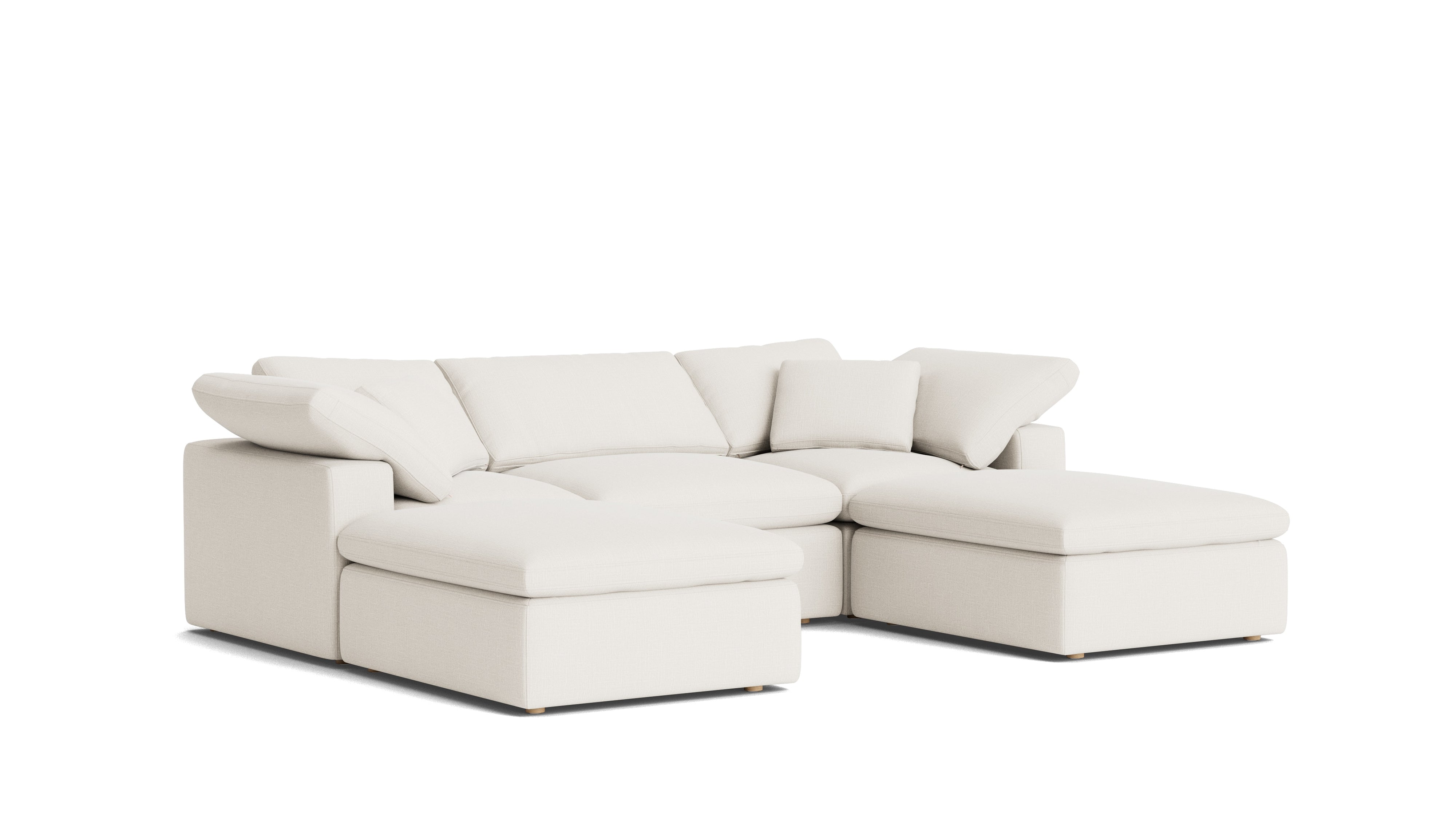 Movie Night™ 5 - Piece Modular U - Shaped Sectional, Standard, Cream Linen - Sundays CompanySEC-YJ-916-018