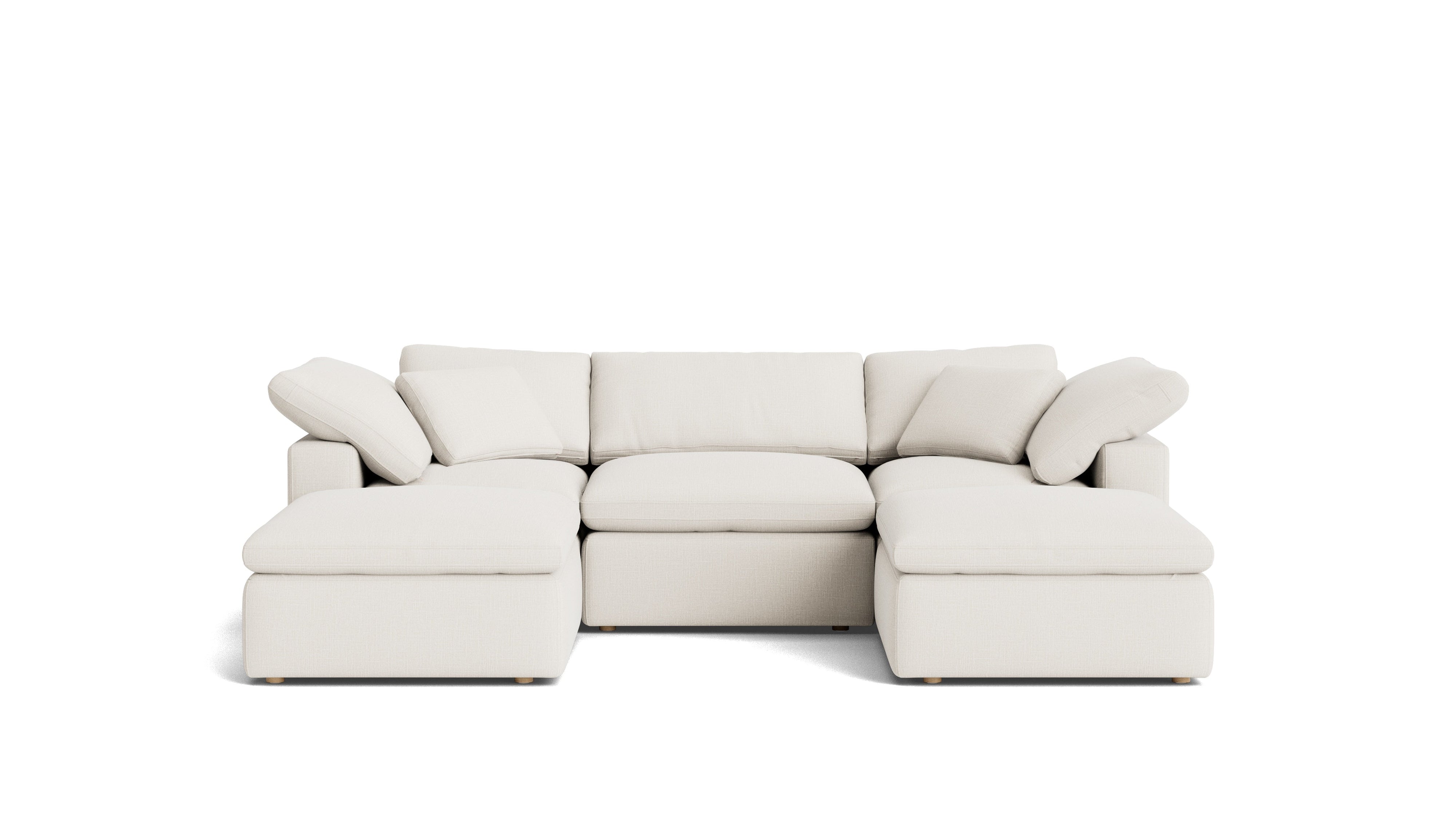 Movie Night™ 5-Piece Modular U-Shaped Sectional, Standard, Cream Linen