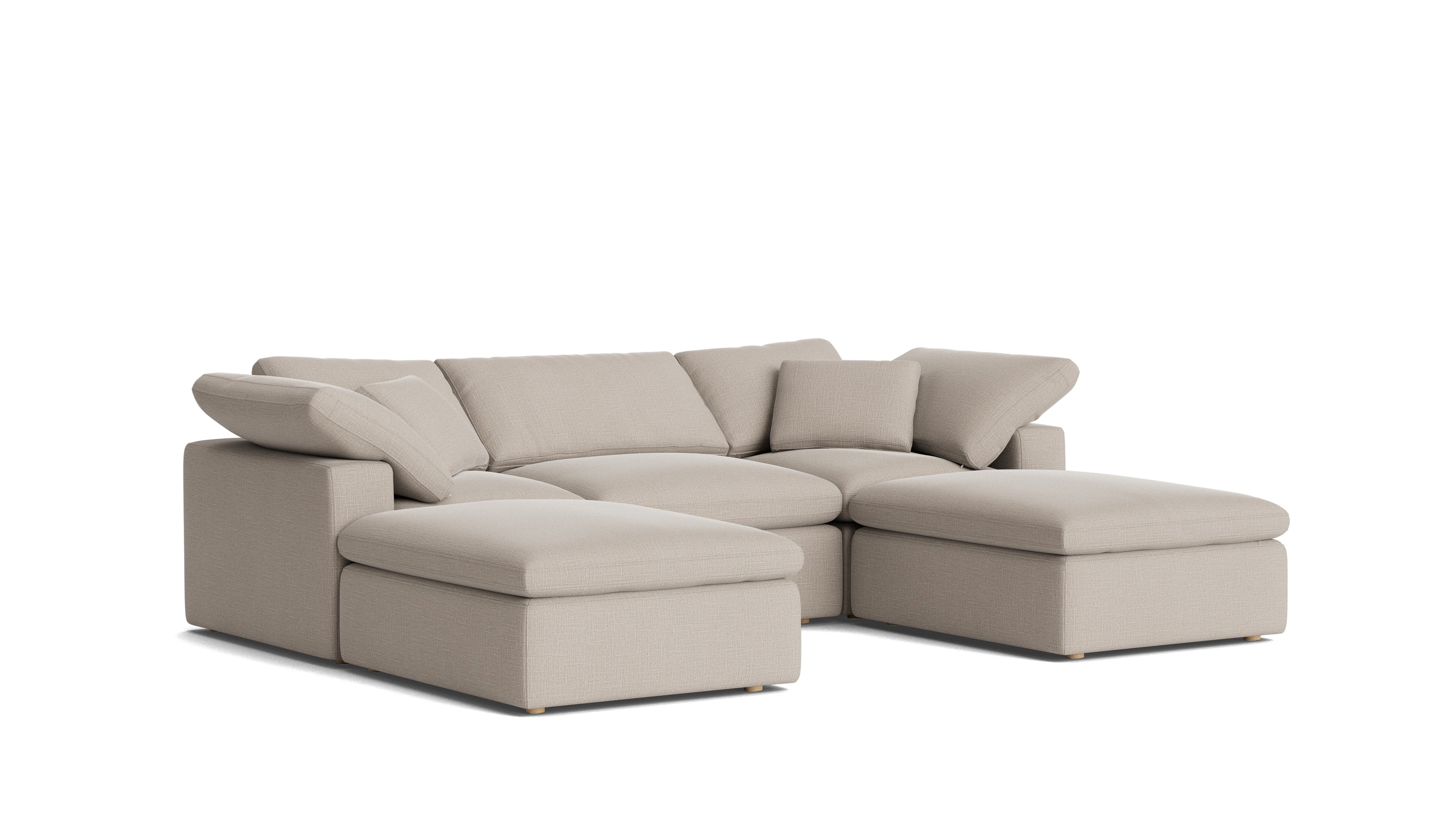 Movie Night™ 5 - Piece Modular U - Shaped Sectional, Standard, Light Pebble - Sundays CompanySEC-YJ-916-029