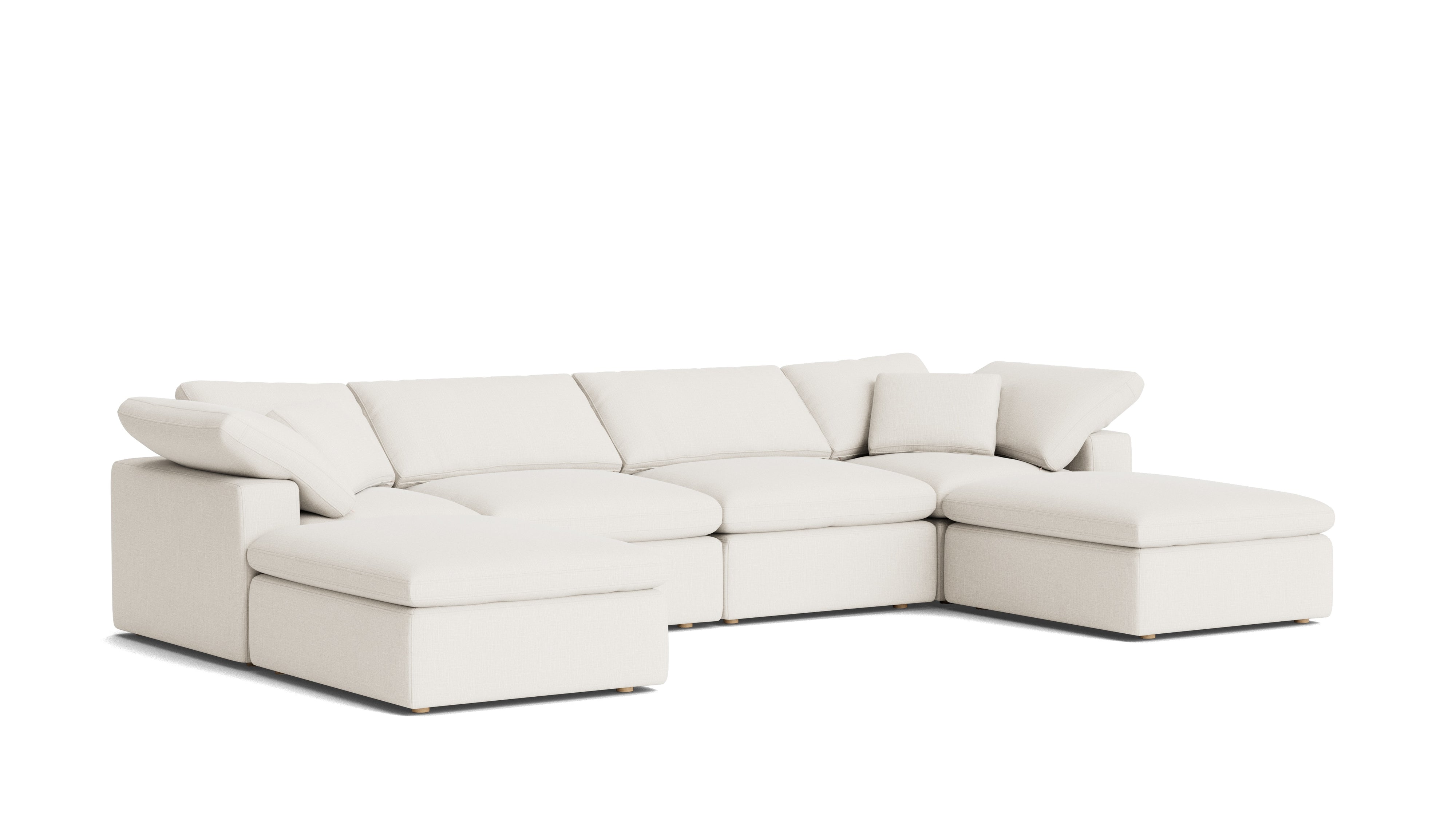 Movie Night™ 6 - Piece Modular U - Shaped Sectional, Standard, Cream Linen - Sundays CompanySEC-YJ-917-018