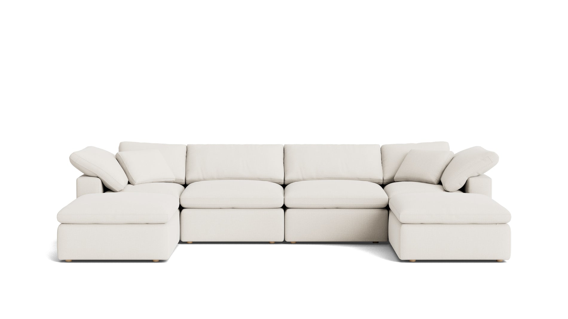 Movie Night™ 6-Piece Modular U-Shaped Sectional, Standard, Cream Linen_image