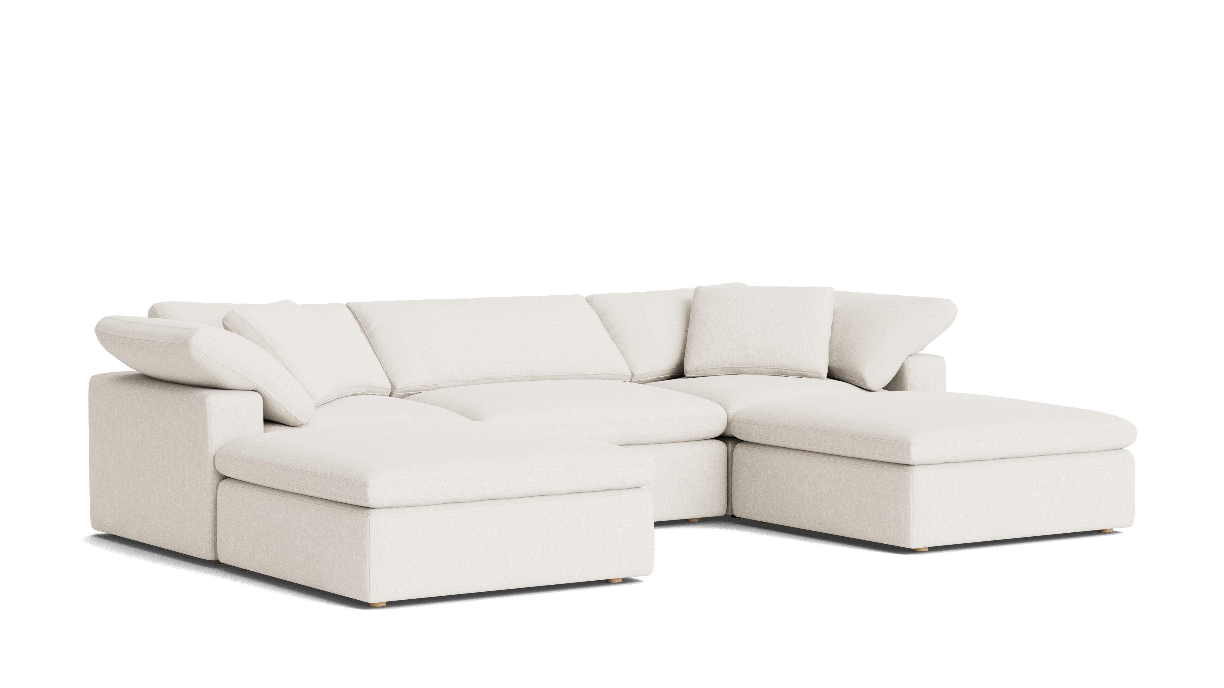 Movie Night™ 5-Piece Modular U-Shaped Sectional, Large, Cream Linen