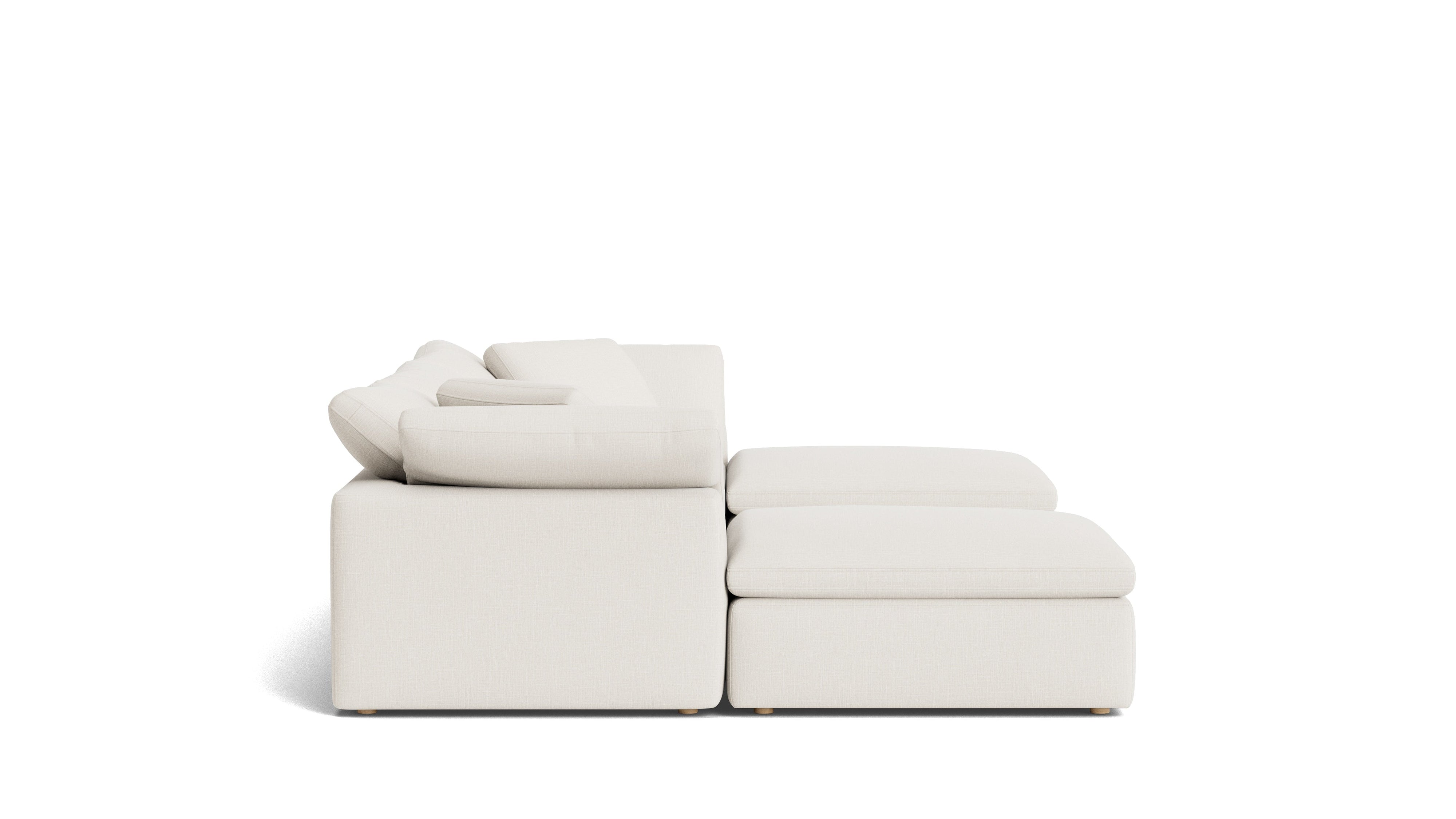 Movie Night™ 5-Piece Modular U-Shaped Sectional, Large, Cream Linen