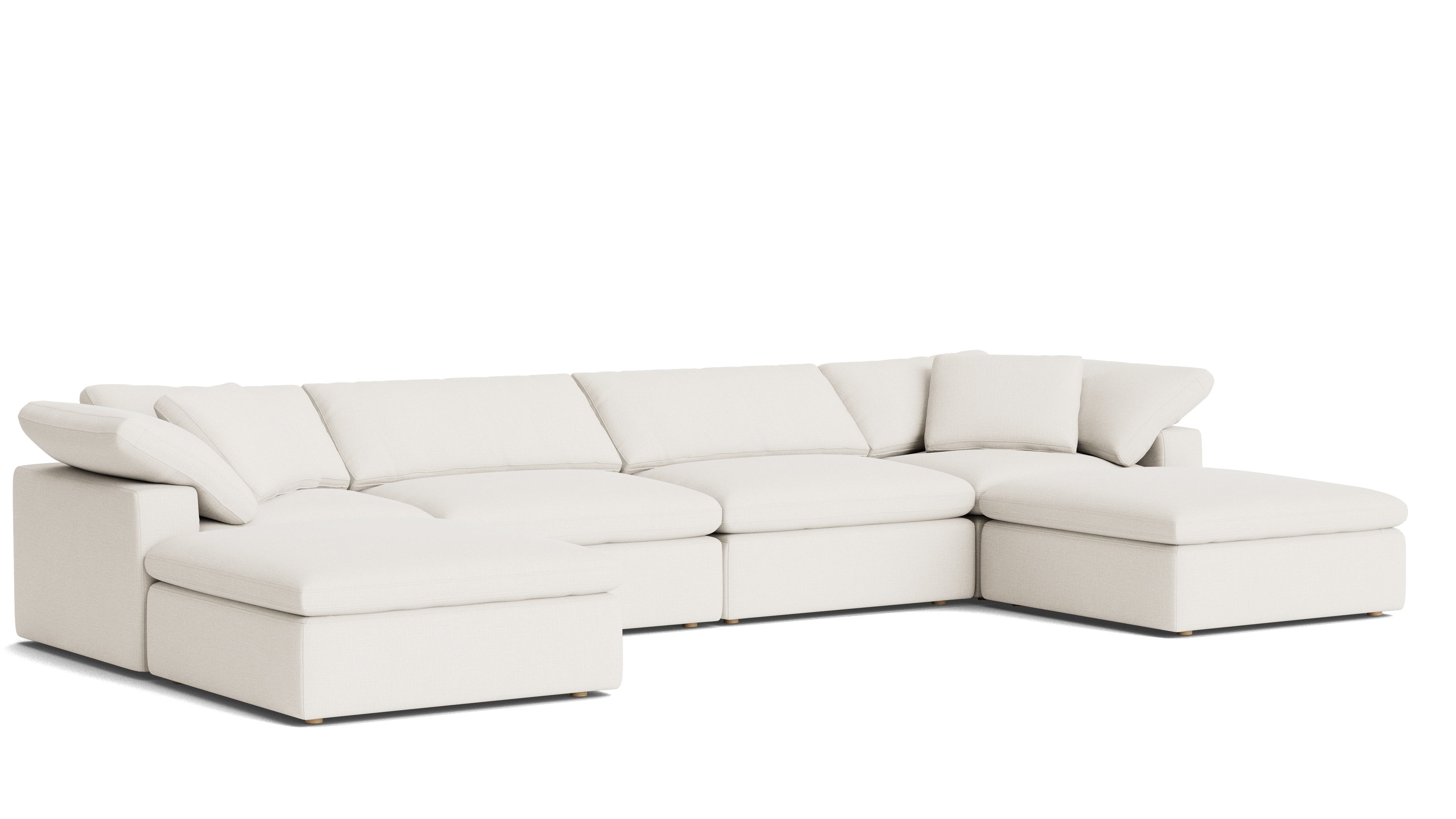 Movie Night™ 6-Piece Modular U-Shaped Sectional, Large, Cream Linen