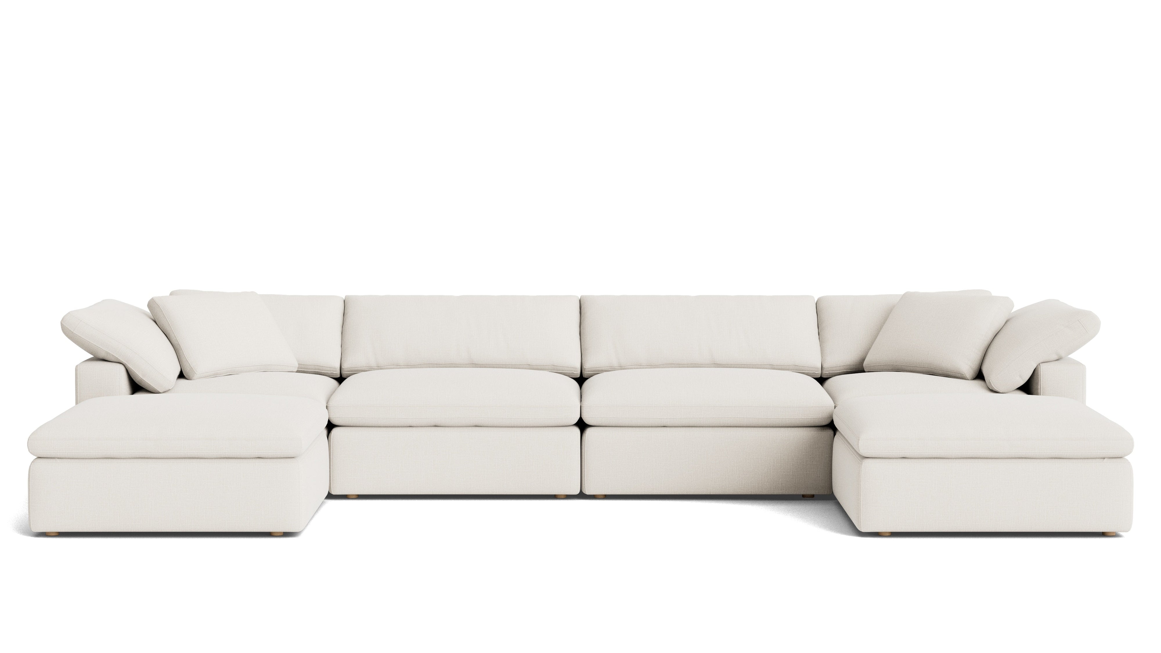 Movie Night™ 6-Piece Modular U-Shaped Sectional, Large, Cream Linen