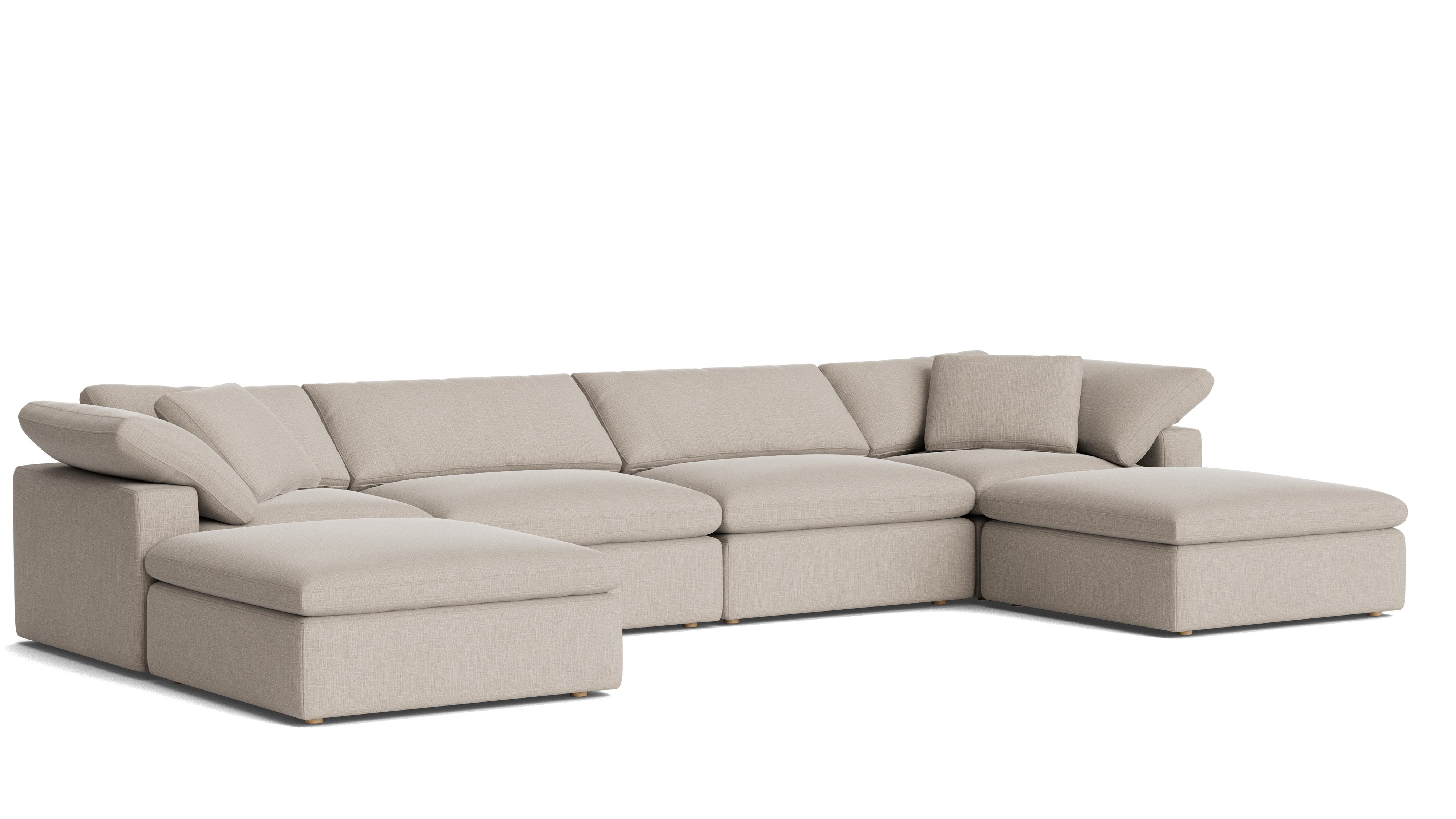 Movie Night™ 6 - Piece Modular U - Shaped Sectional, Large, Light Pebble - Sundays CompanySEC-YJ-923-029