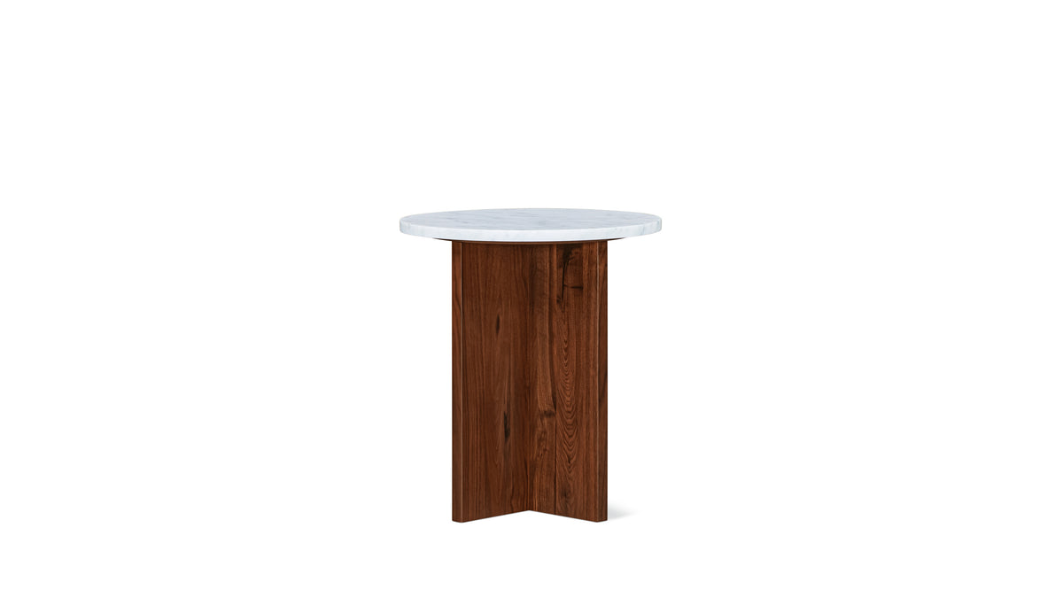 Harbour Side Table, Walnut/Carrara Marble