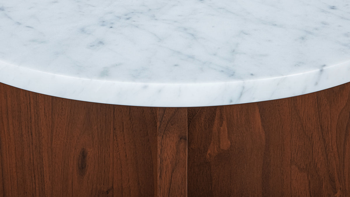 Harbour Side Table, Walnut/Carrara Marble