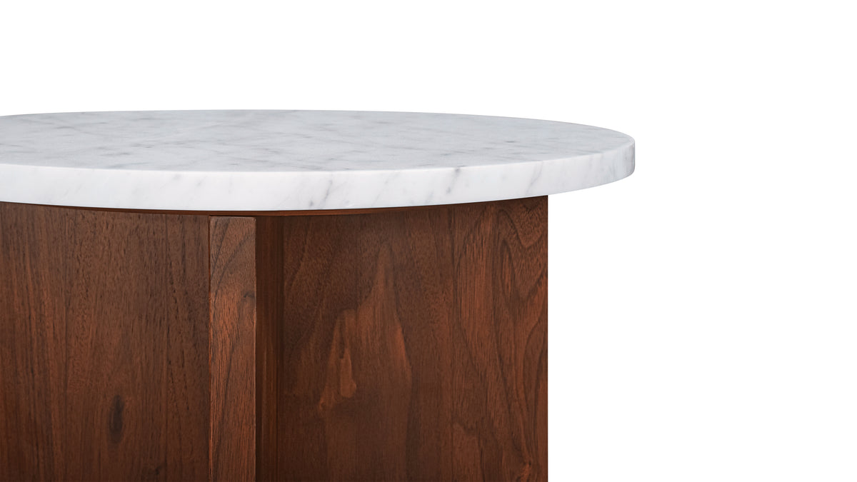 Harbour Side Table, Walnut/Carrara Marble