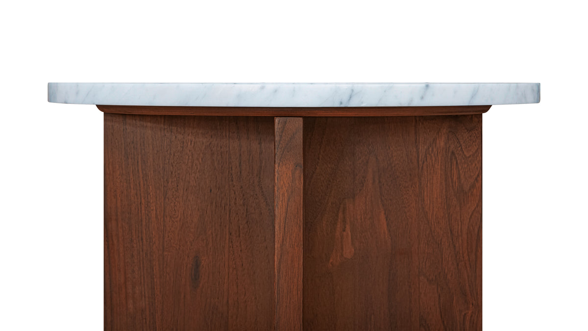 Harbour Side Table, Walnut/Carrara Marble