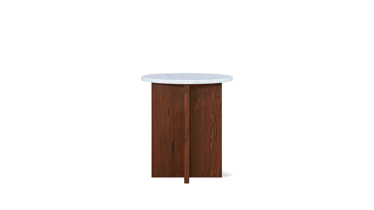 Harbour Side Table, Walnut/Carrara Marble
