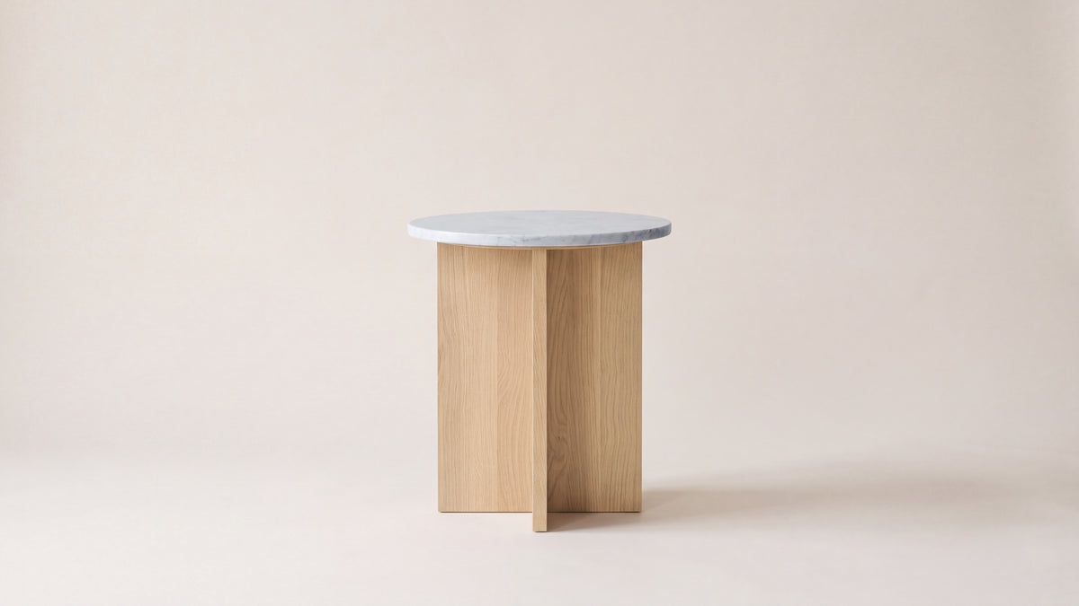 Harbour Side Table, Pale Oak/Carrara Marble