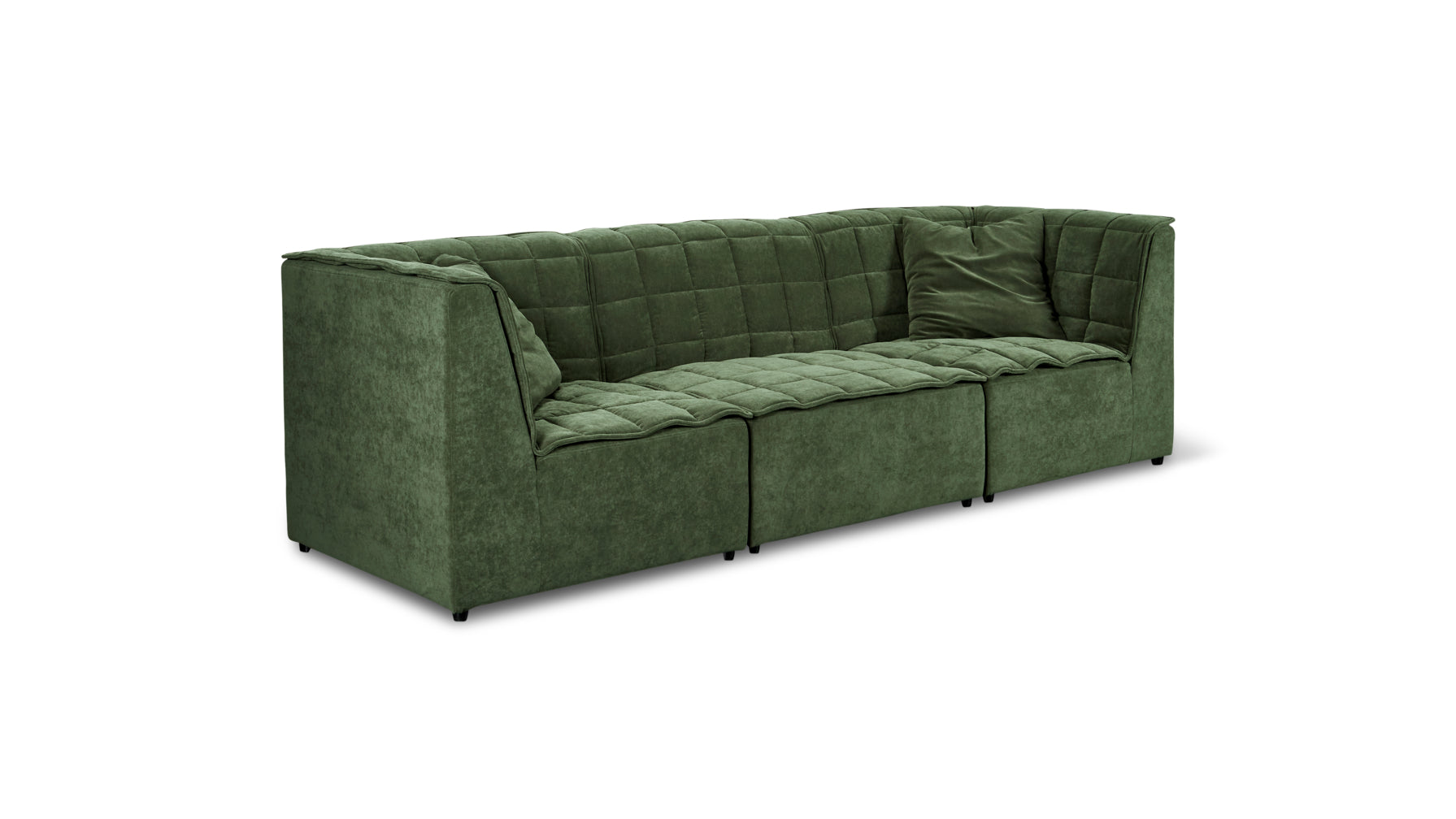 Quilt 3-Piece Modular Sofa, Moss - Image 3
