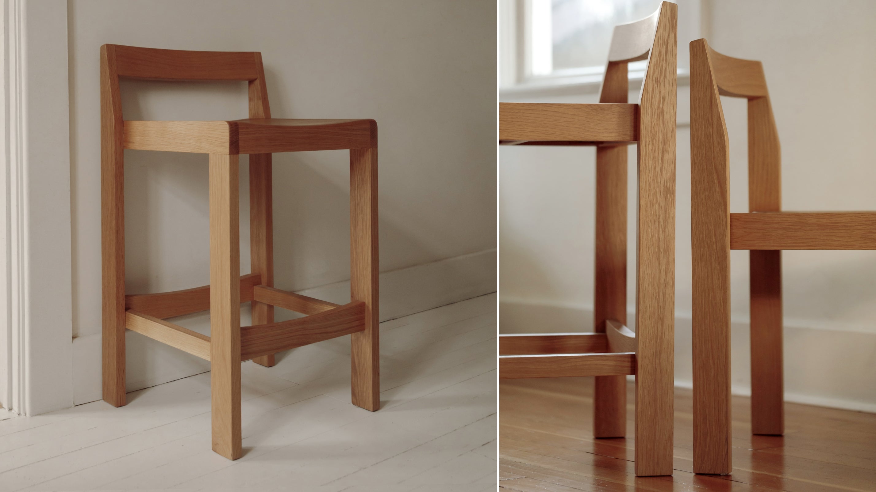 Plane Stool, Counter, Oak