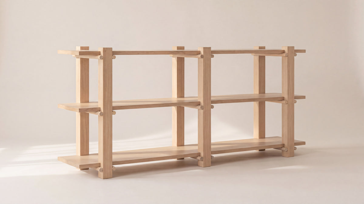 Long Story x Colapso Studio Bookcase, Low, Pale Oak