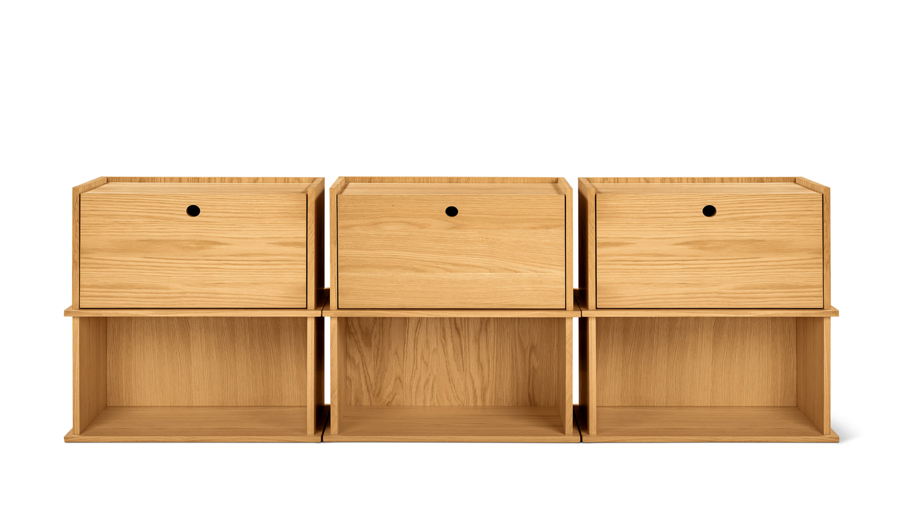 Keep Stacking Storage System 6-Piece, Open and Closed, Oak - Image 4