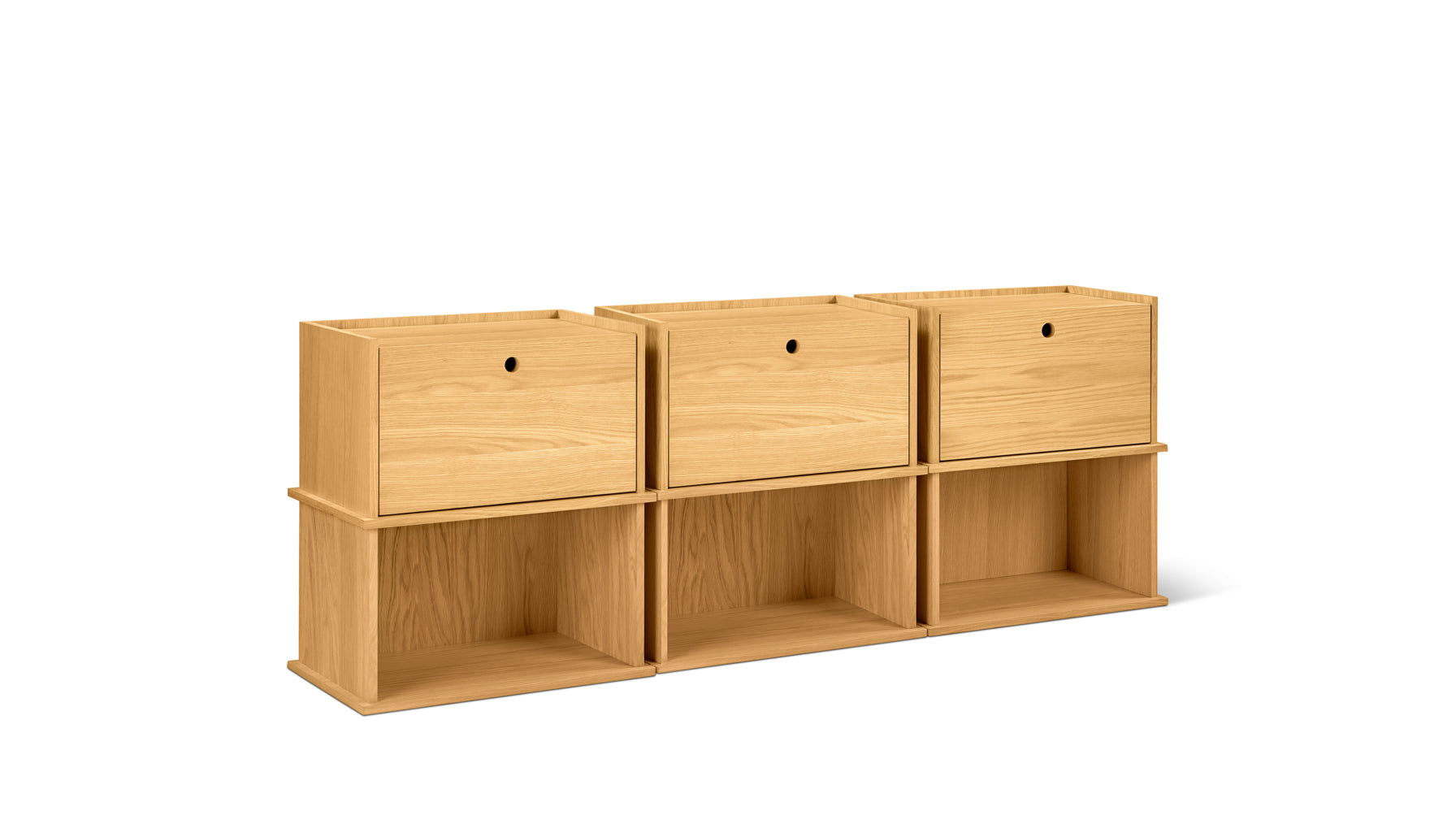 Keep Stacking Storage System 6-Piece, Open and Closed, Oak - Image 1