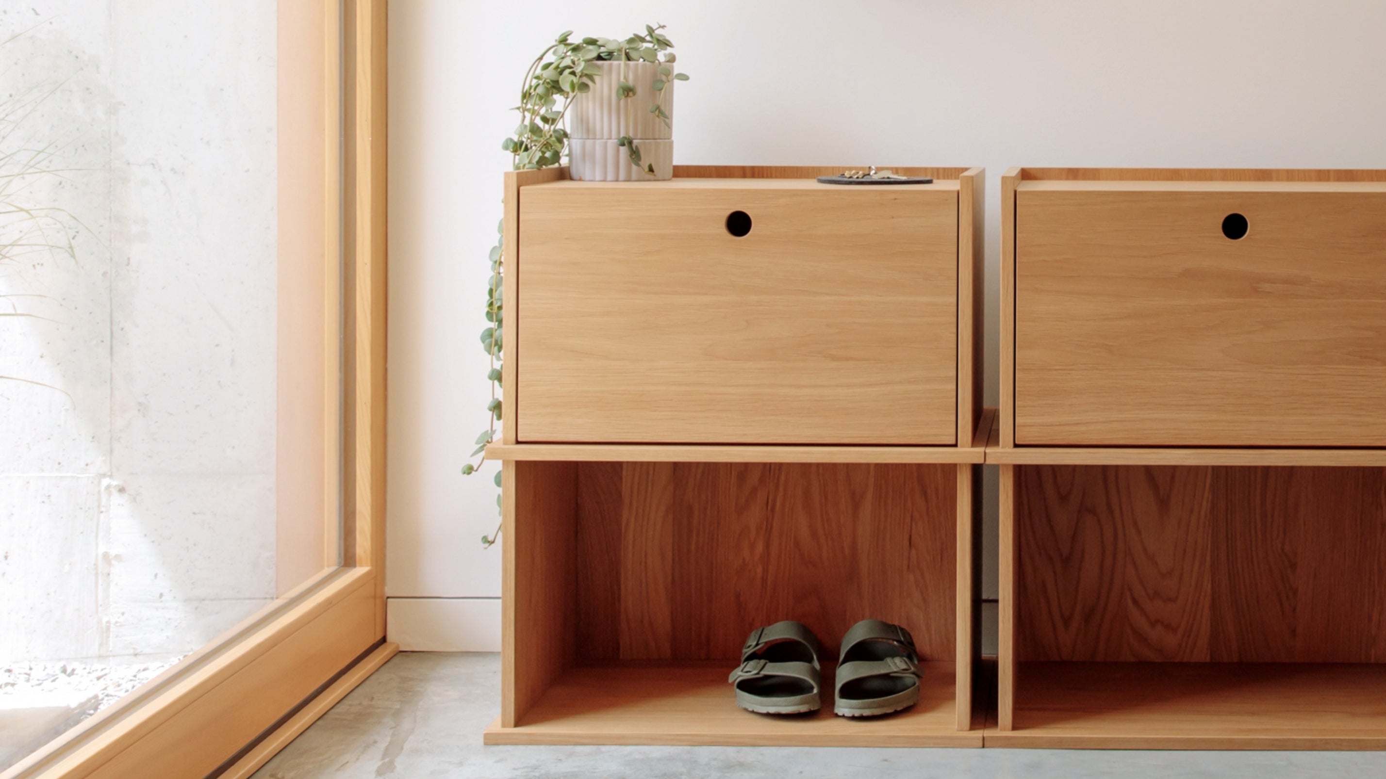 Keep Stacking Storage System 2-Piece, Open, White Oak