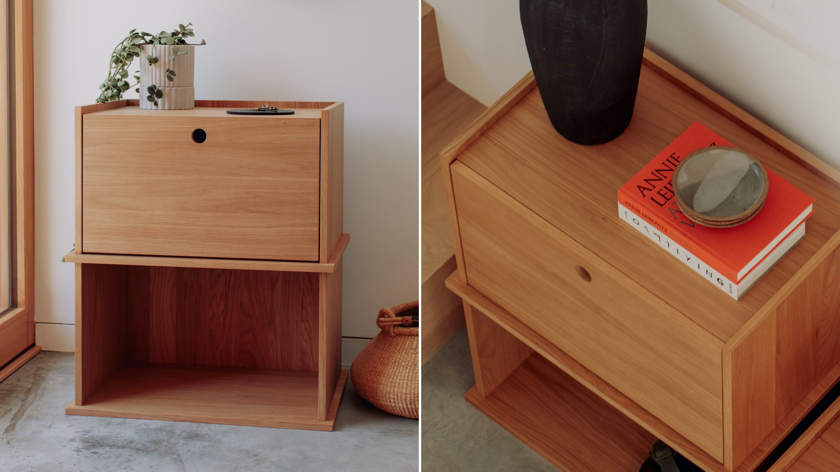 Keep Stacking Storage System 2-Piece, Open and Closed, White Oak