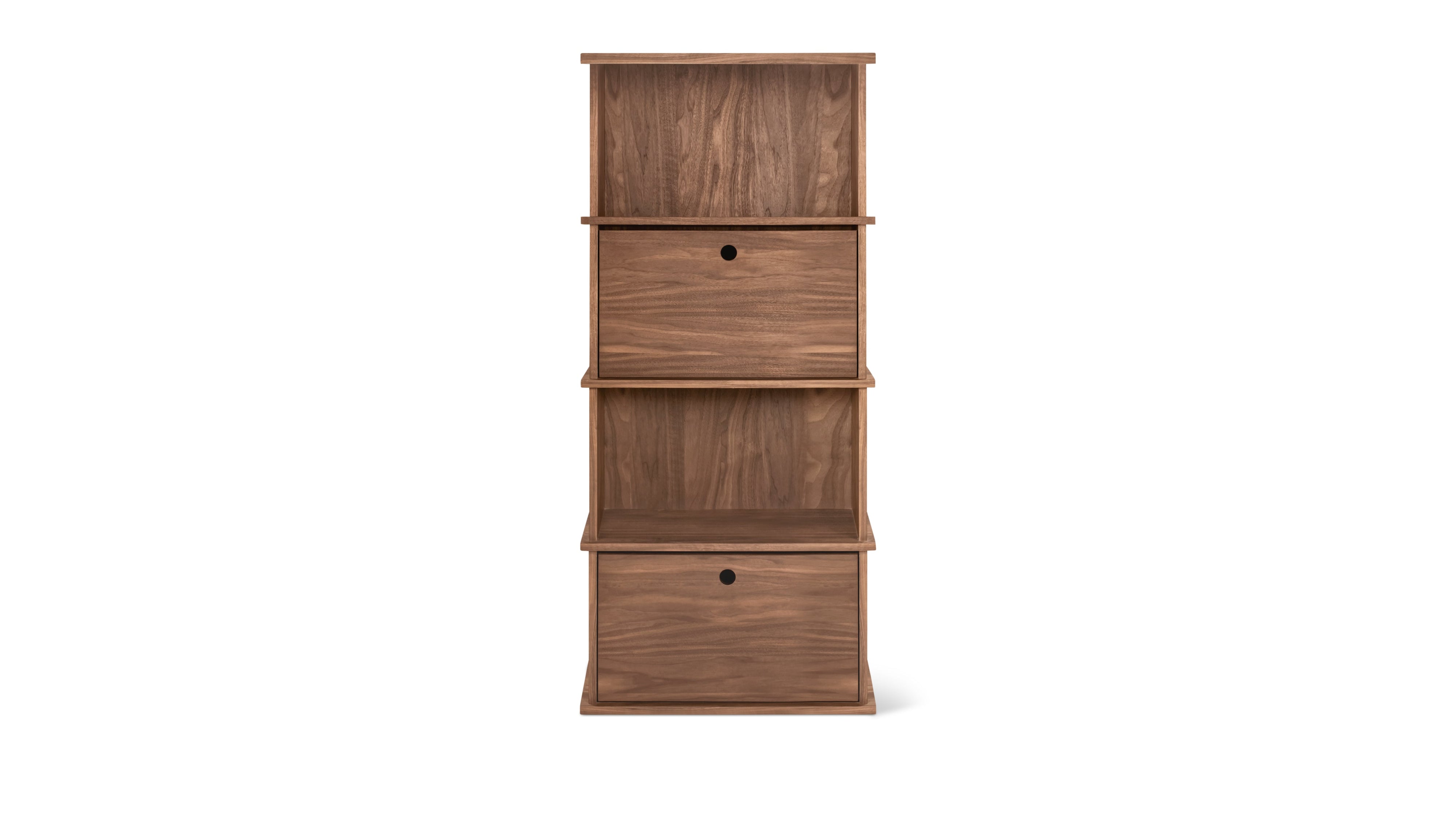 Keep Stacking Storage System 4-Piece Tall, Open and Closed, Walnut