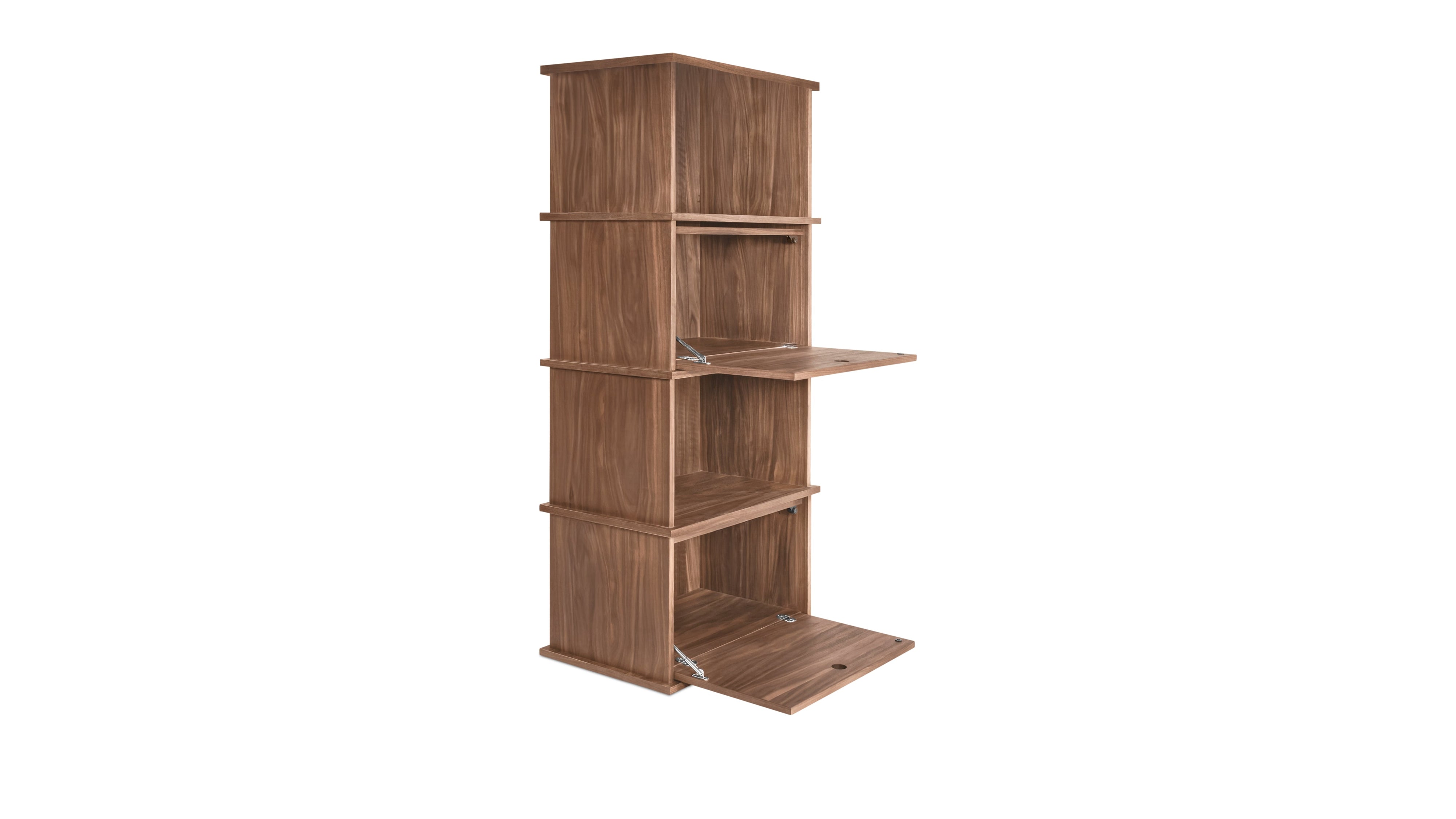 Keep Stacking Storage System 4-Piece Tall, Open and Closed, Walnut