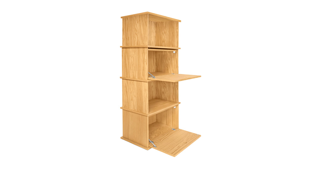 Keep Stacking Storage System 4-Piece Tall, Open and Closed, White Oak