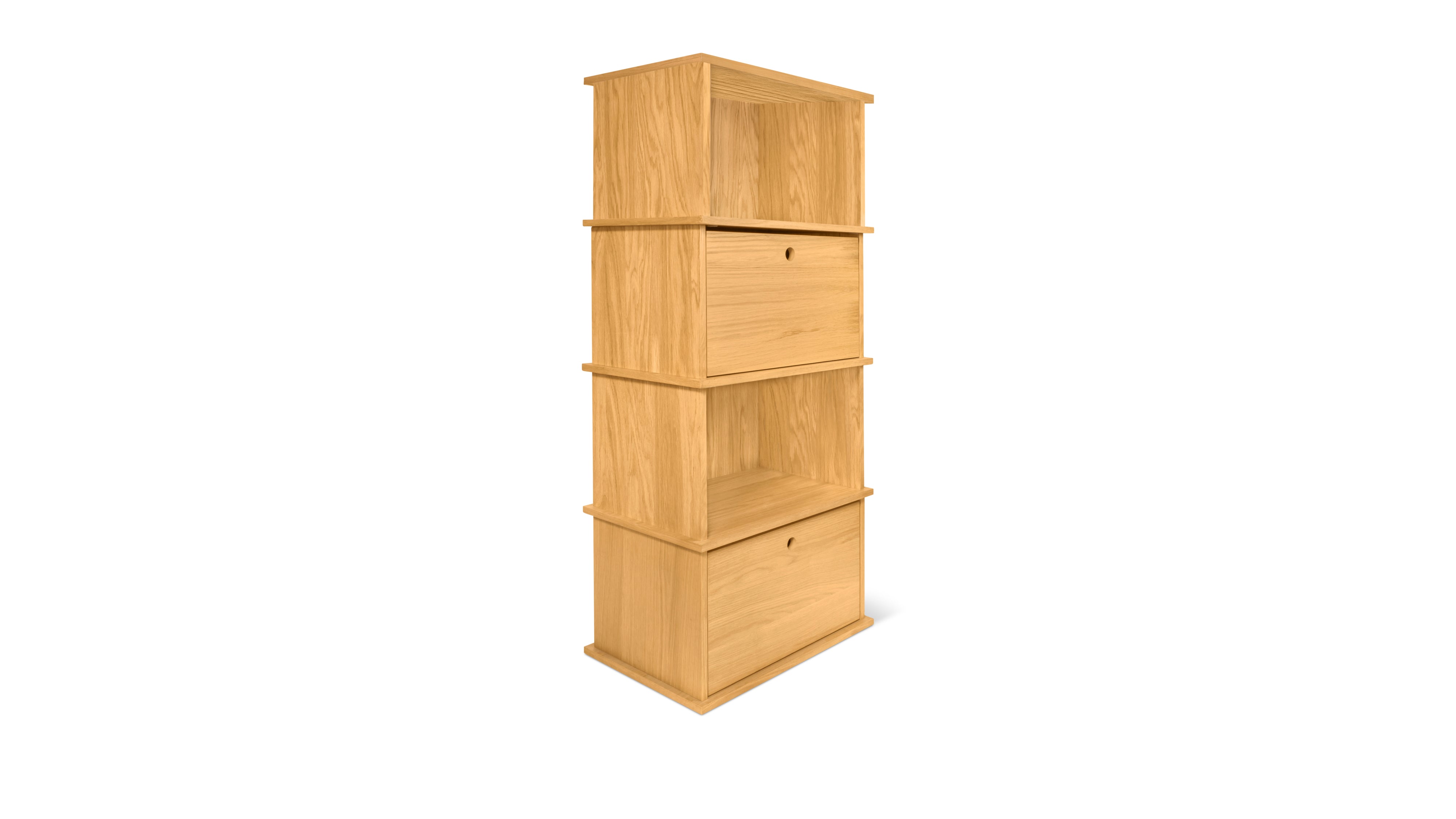 Keep Stacking Storage System 4-Piece Tall, Open and Closed, White Oak