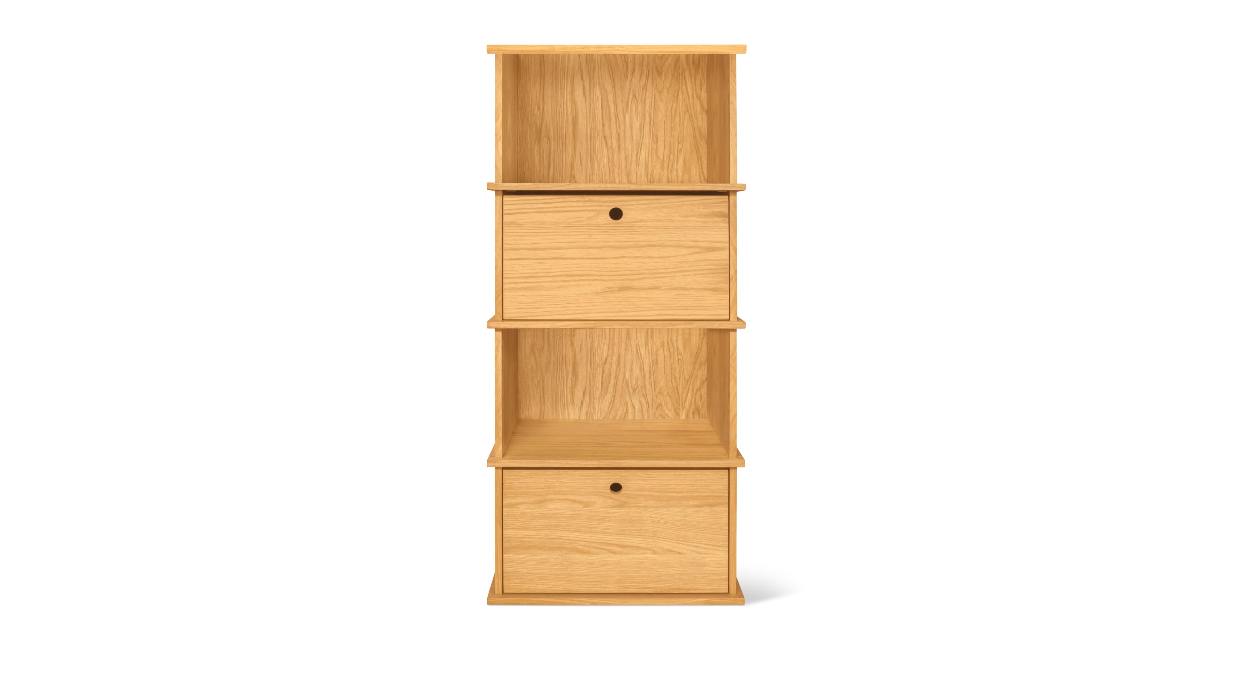 Keep Stacking Storage System 4-Piece Tall, Open and Closed, White Oak