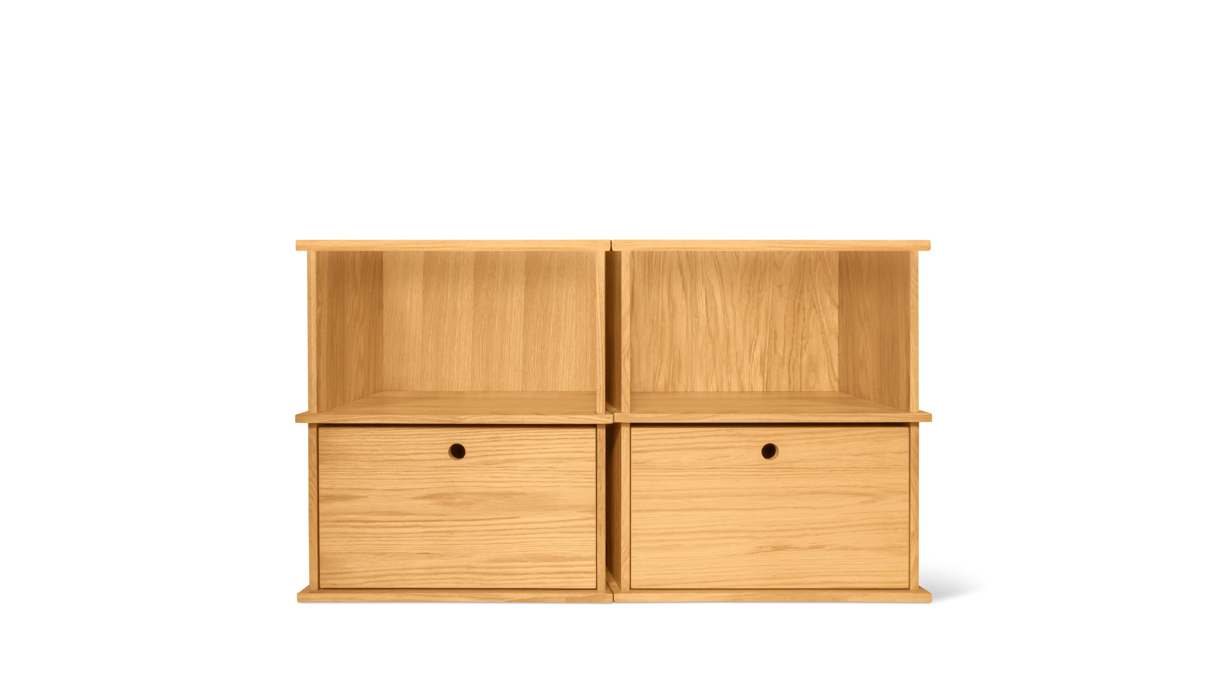 Keep Stacking Storage System 4-Piece, Open and Closed, White Oak